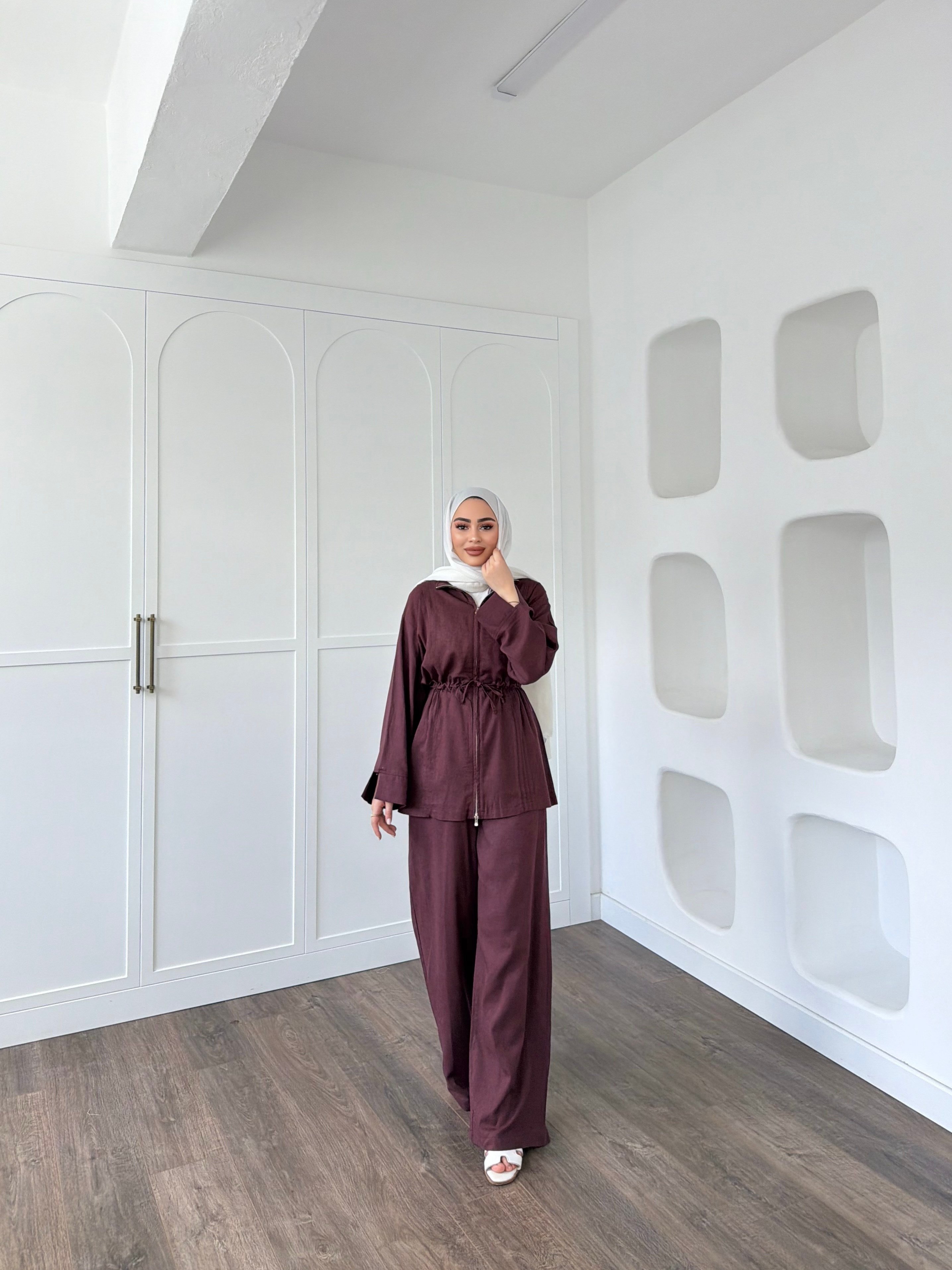 Lizbon Keten Takım - Mürdüm
