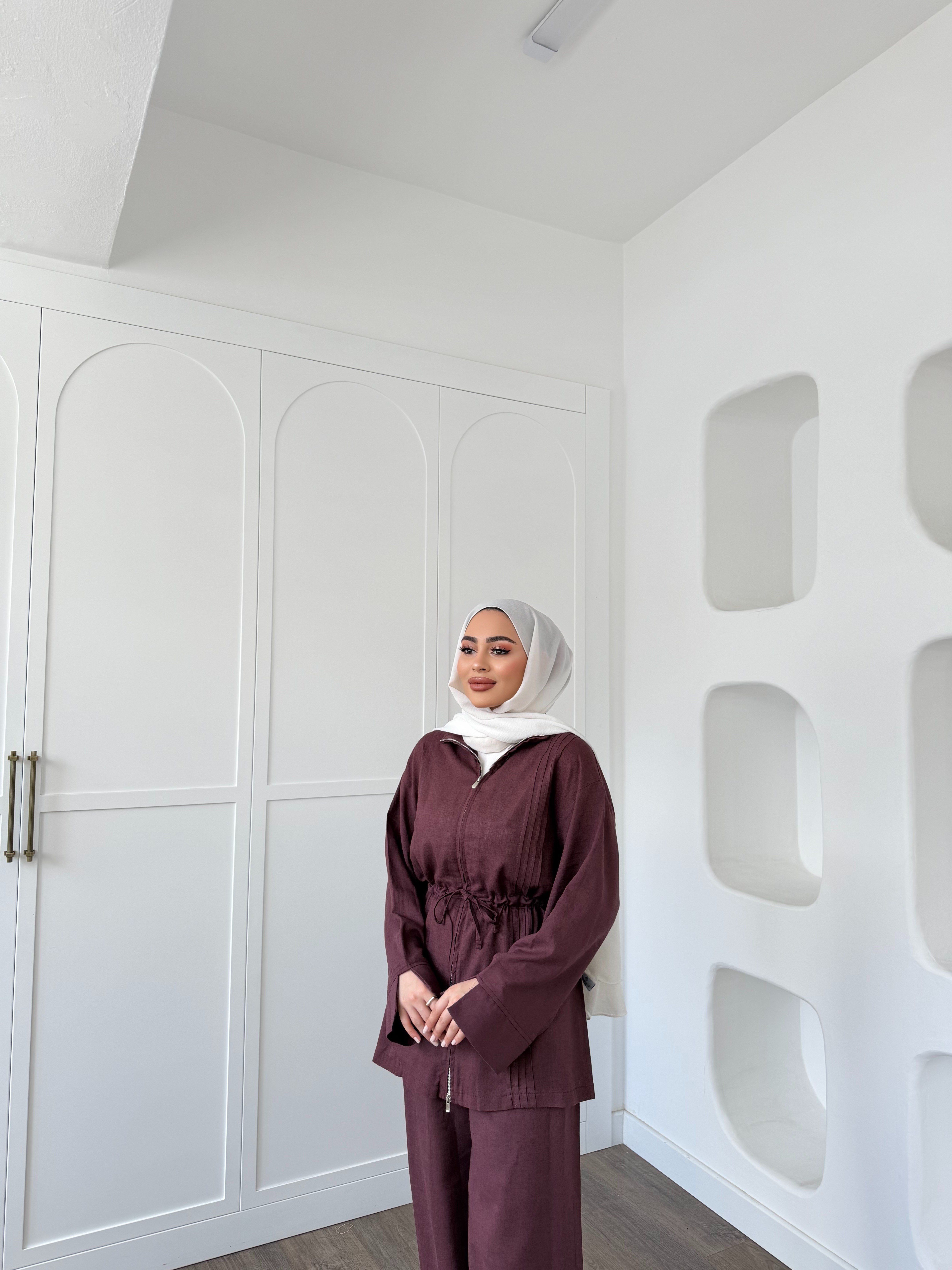 Lizbon Keten Takım - Mürdüm