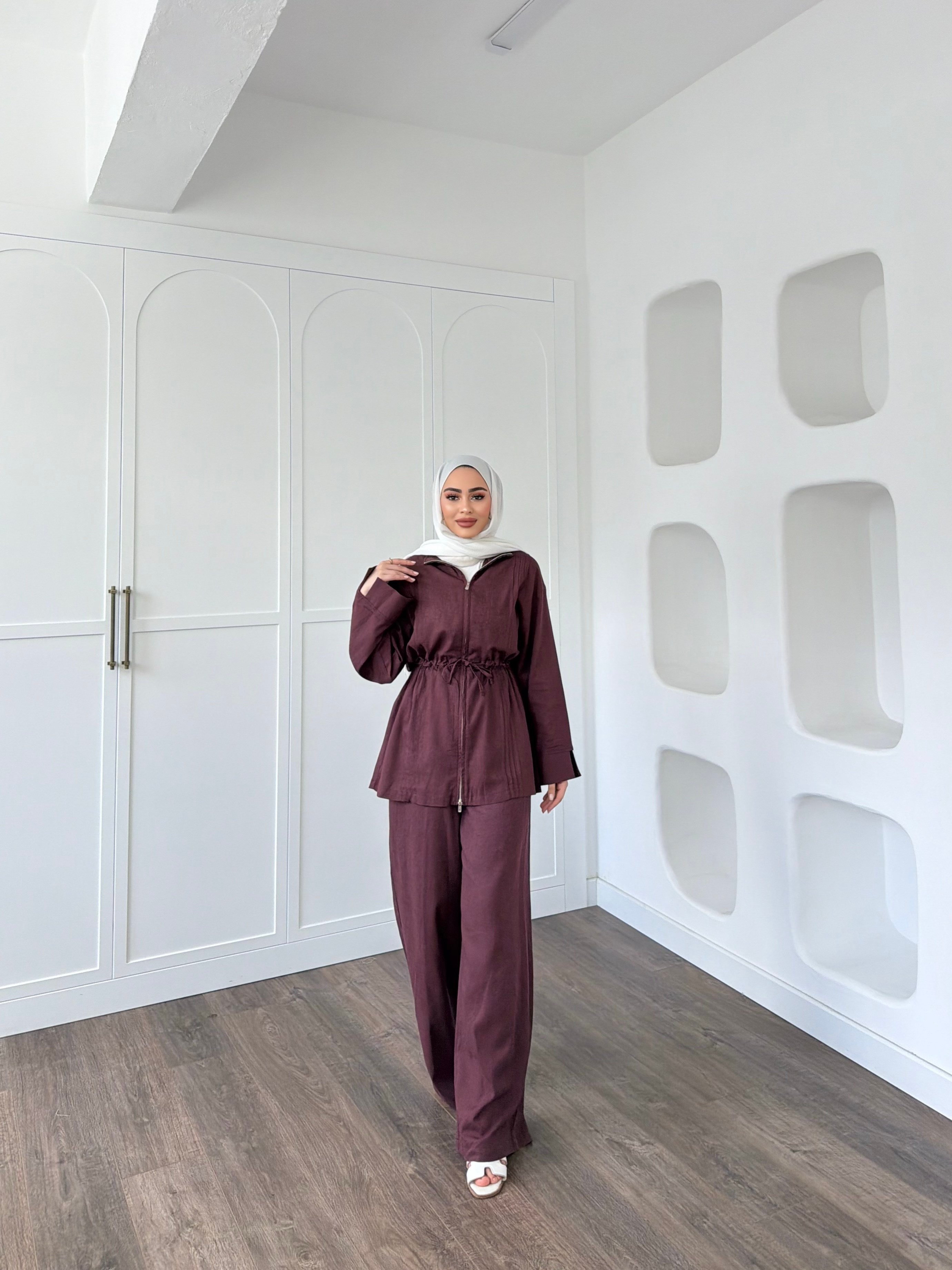 Lizbon Keten Takım - Mürdüm