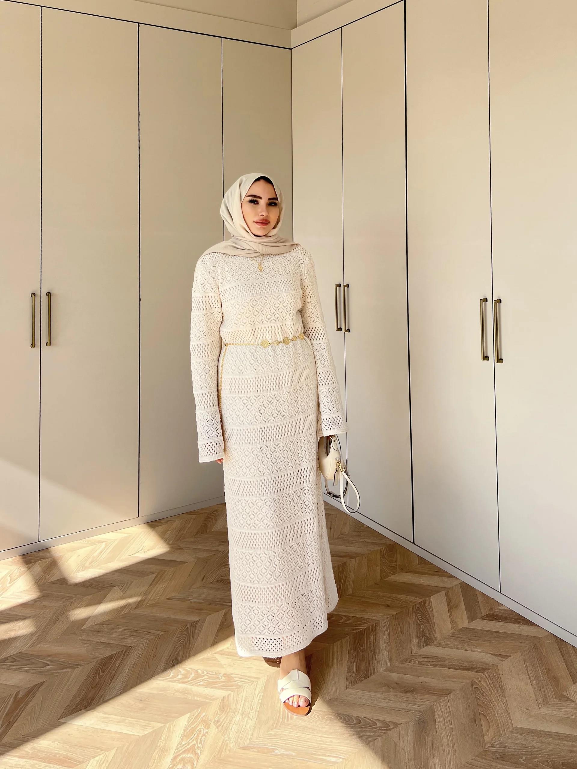 Lotus Triko Elbise - Krem