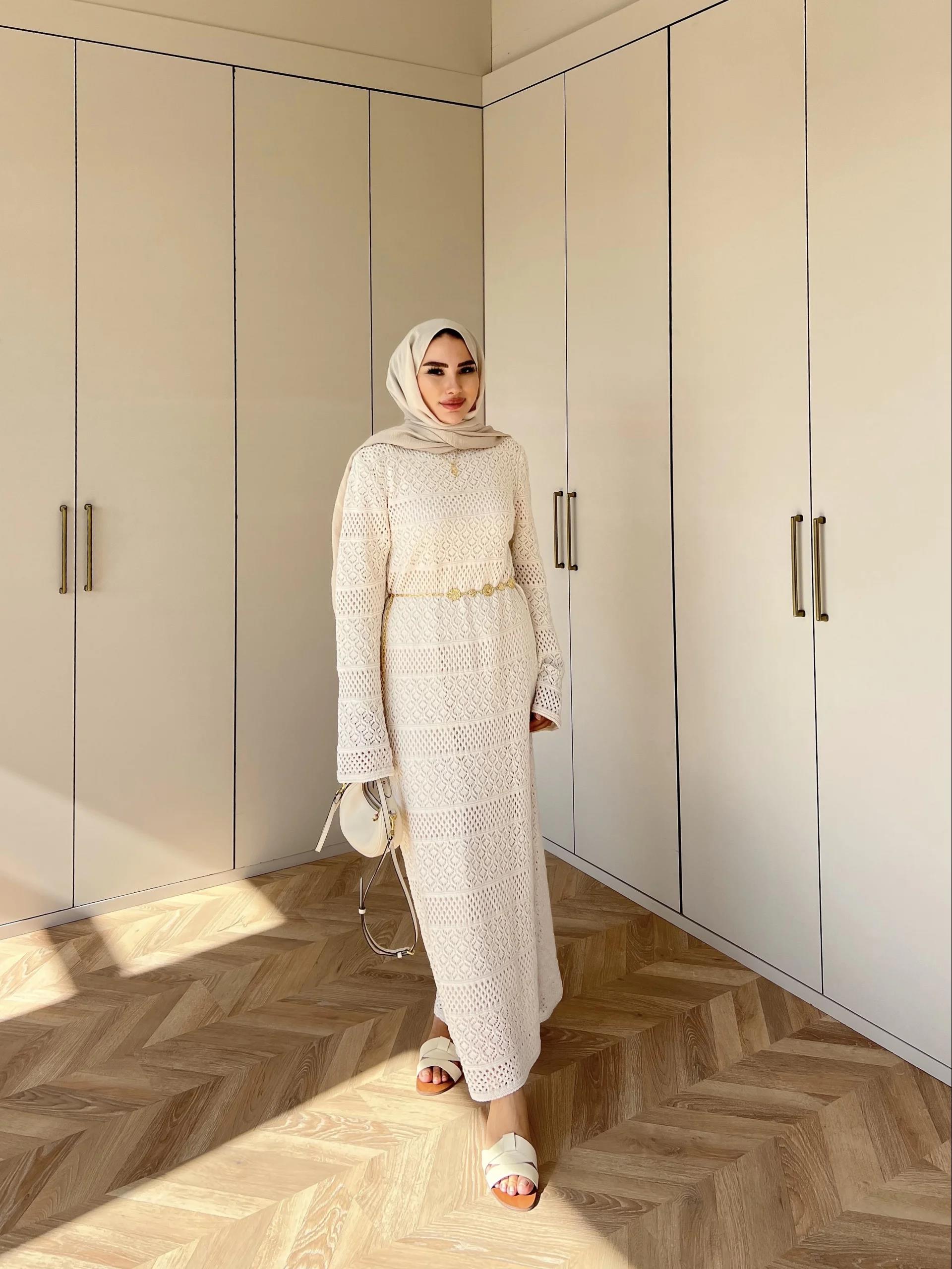 Lotus Triko Elbise - Krem