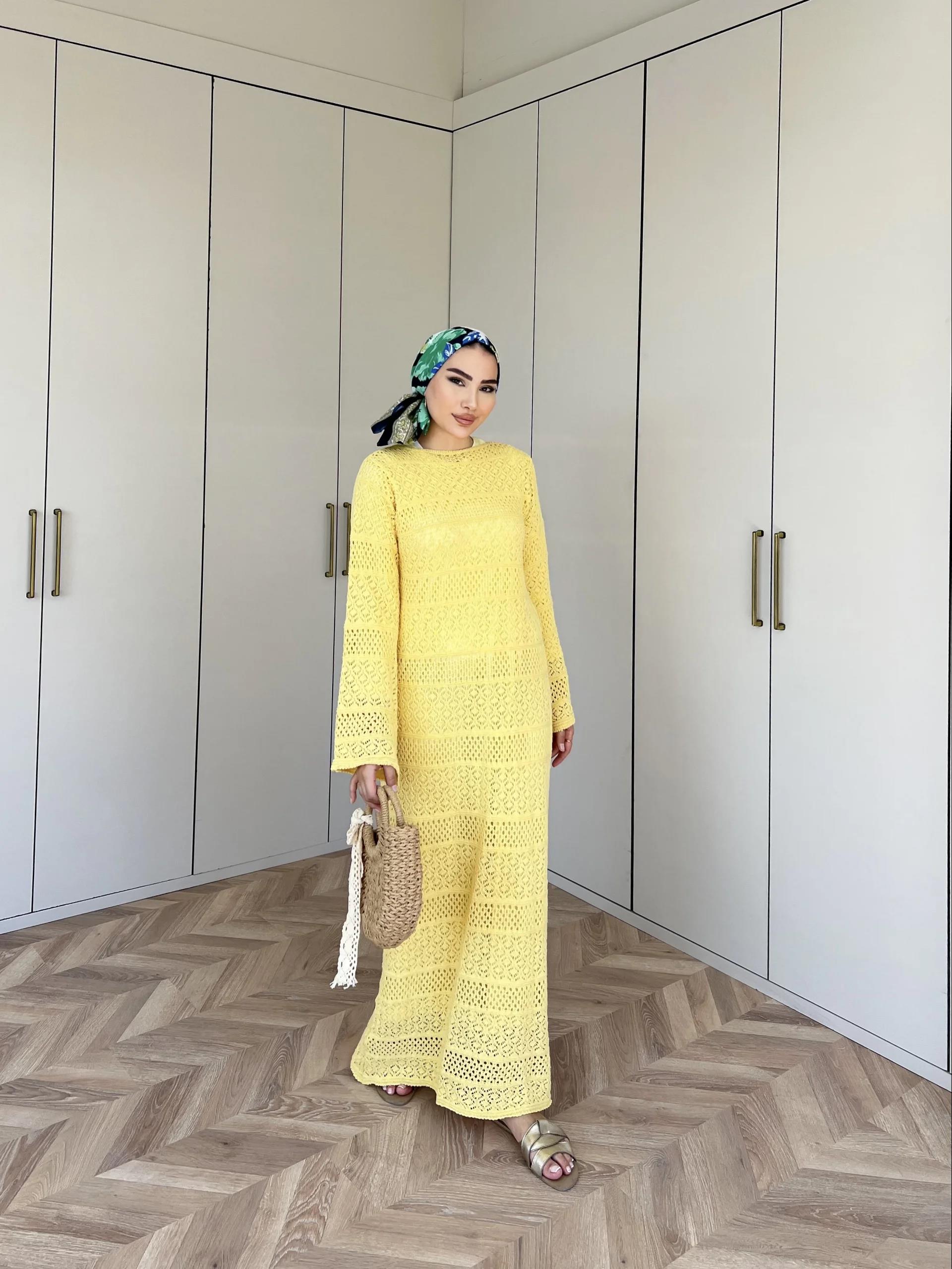 Lotus Triko Elbise - Sarı