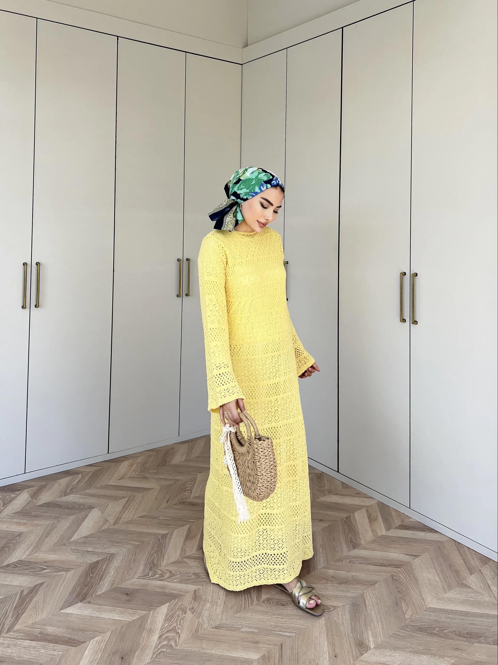 Lotus Triko Elbise - Sarı