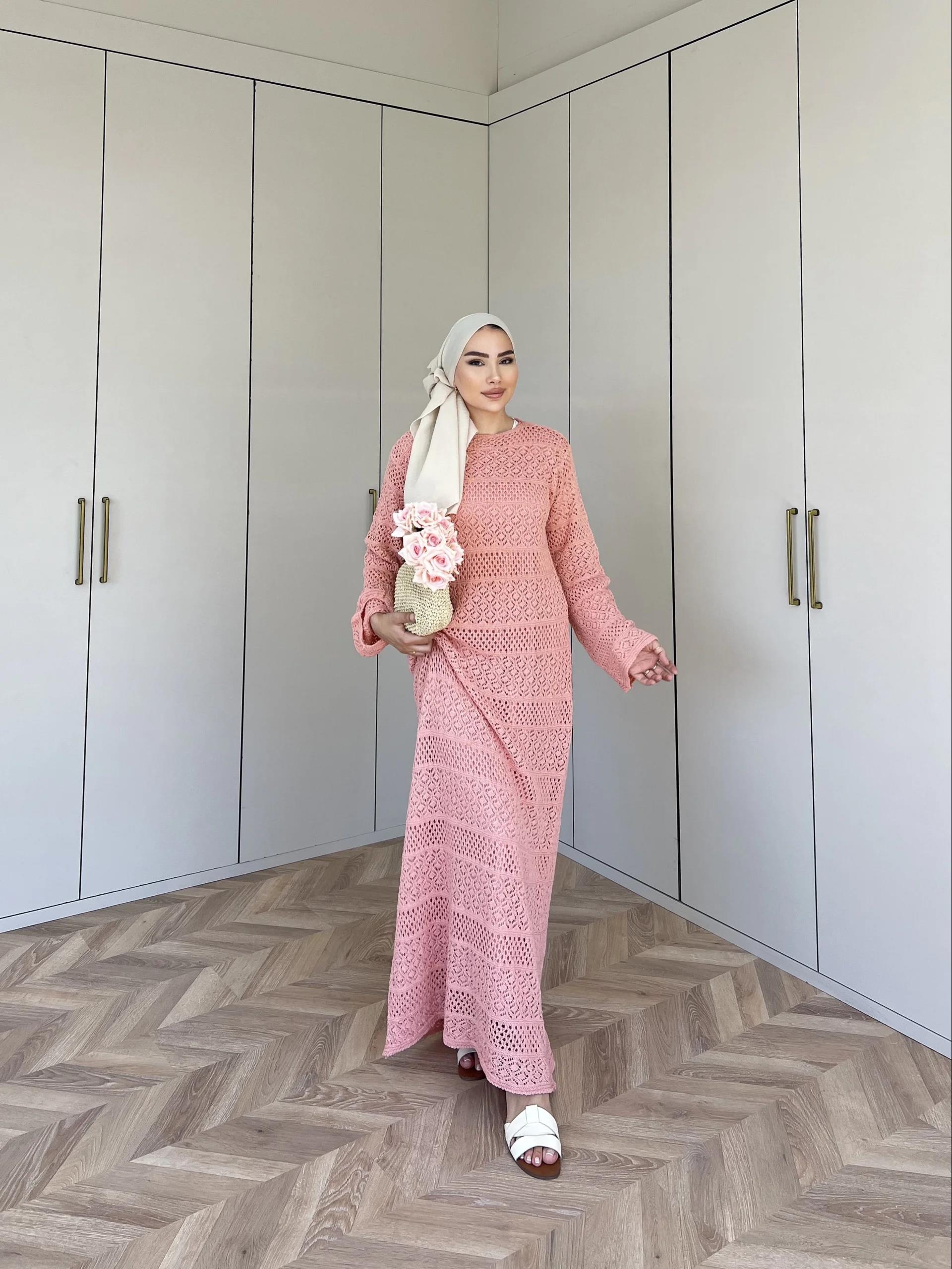 Lotus Triko Elbise - Toz Pembe