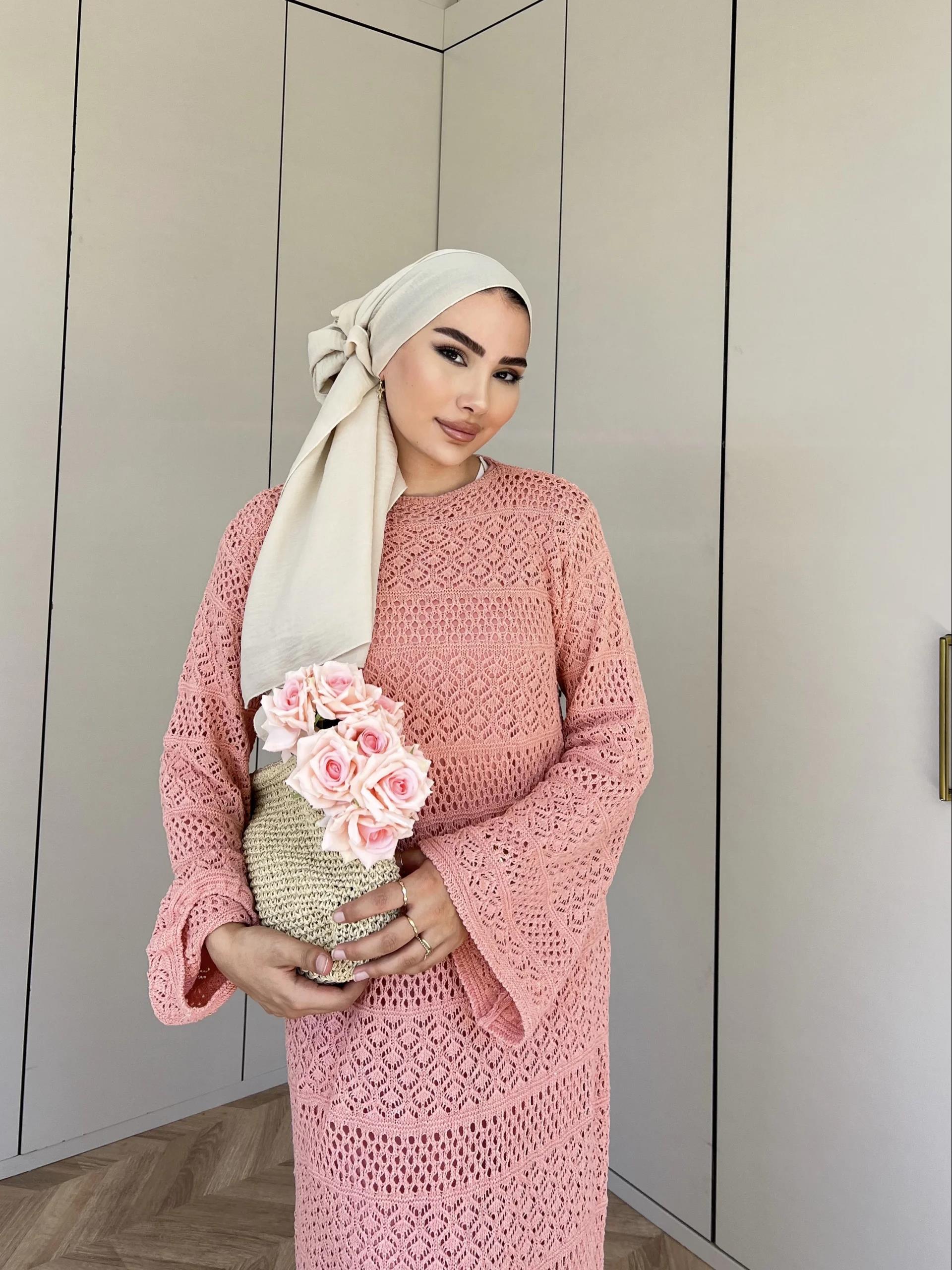 Lotus Triko Elbise - Toz Pembe