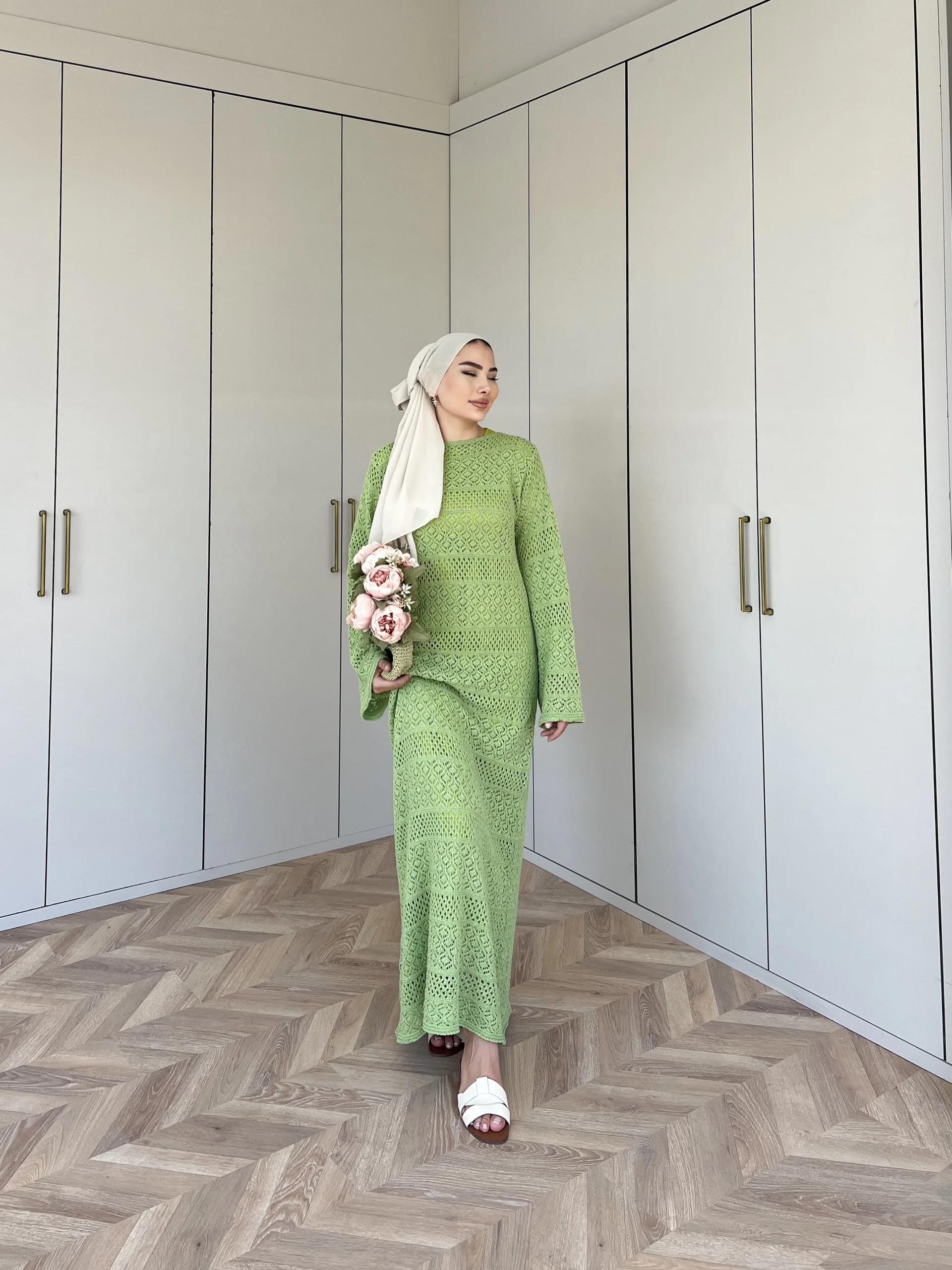 Lotus Triko Elbise - Yeşil