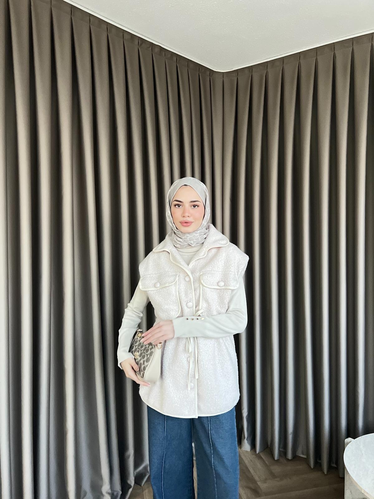 Lova Tüylü Yelek - Ekru