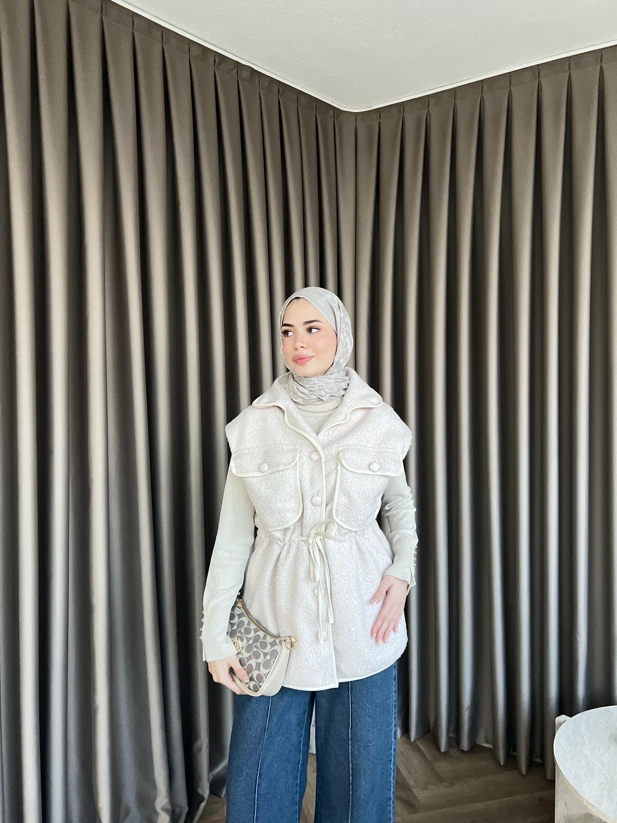 Lova Tüylü Yelek - Ekru