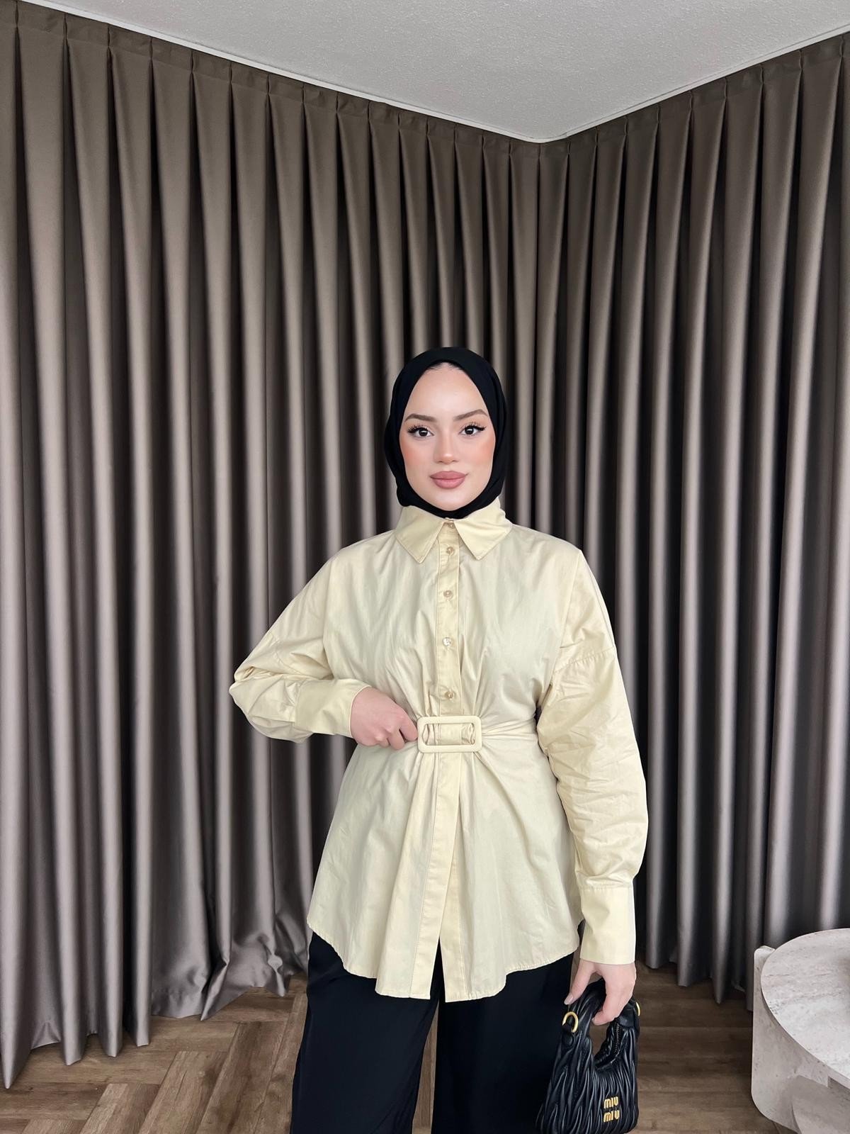 Maks Düğmeli Gömlek - Sarı