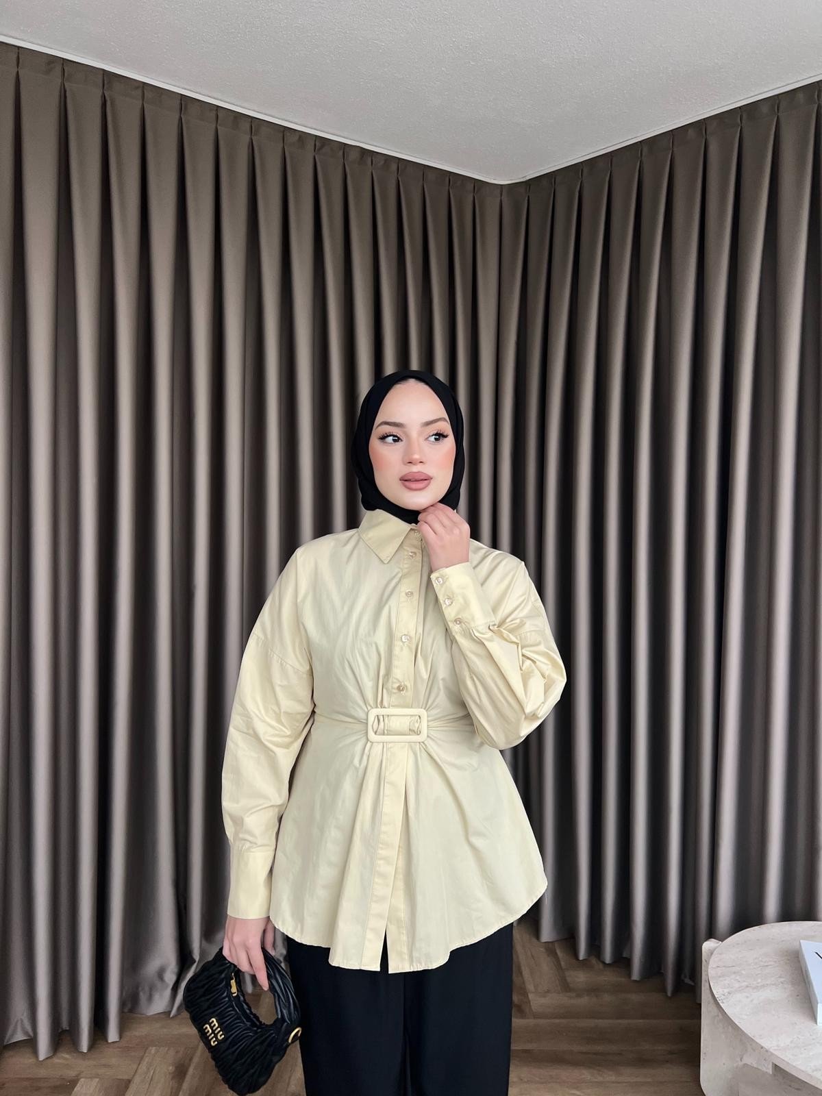 Maks Düğmeli Gömlek - Sarı