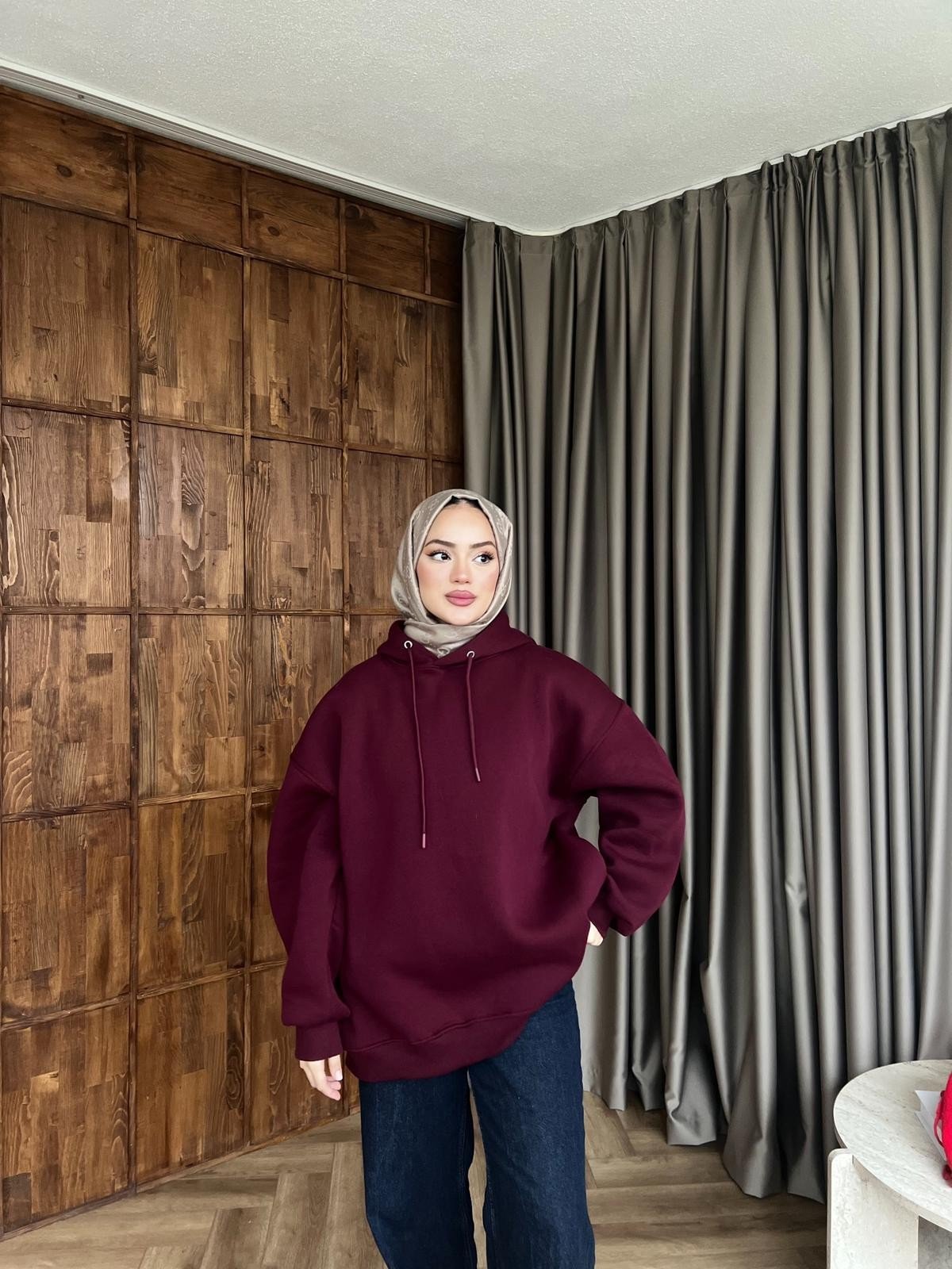 Maysa 3 İplik Sweat - Bordo