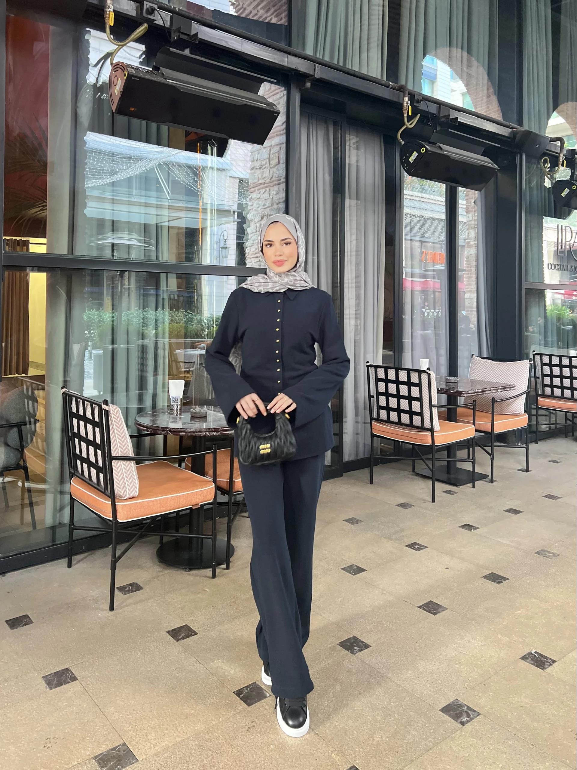 Melisa Düğmeli Takım - Lacivert