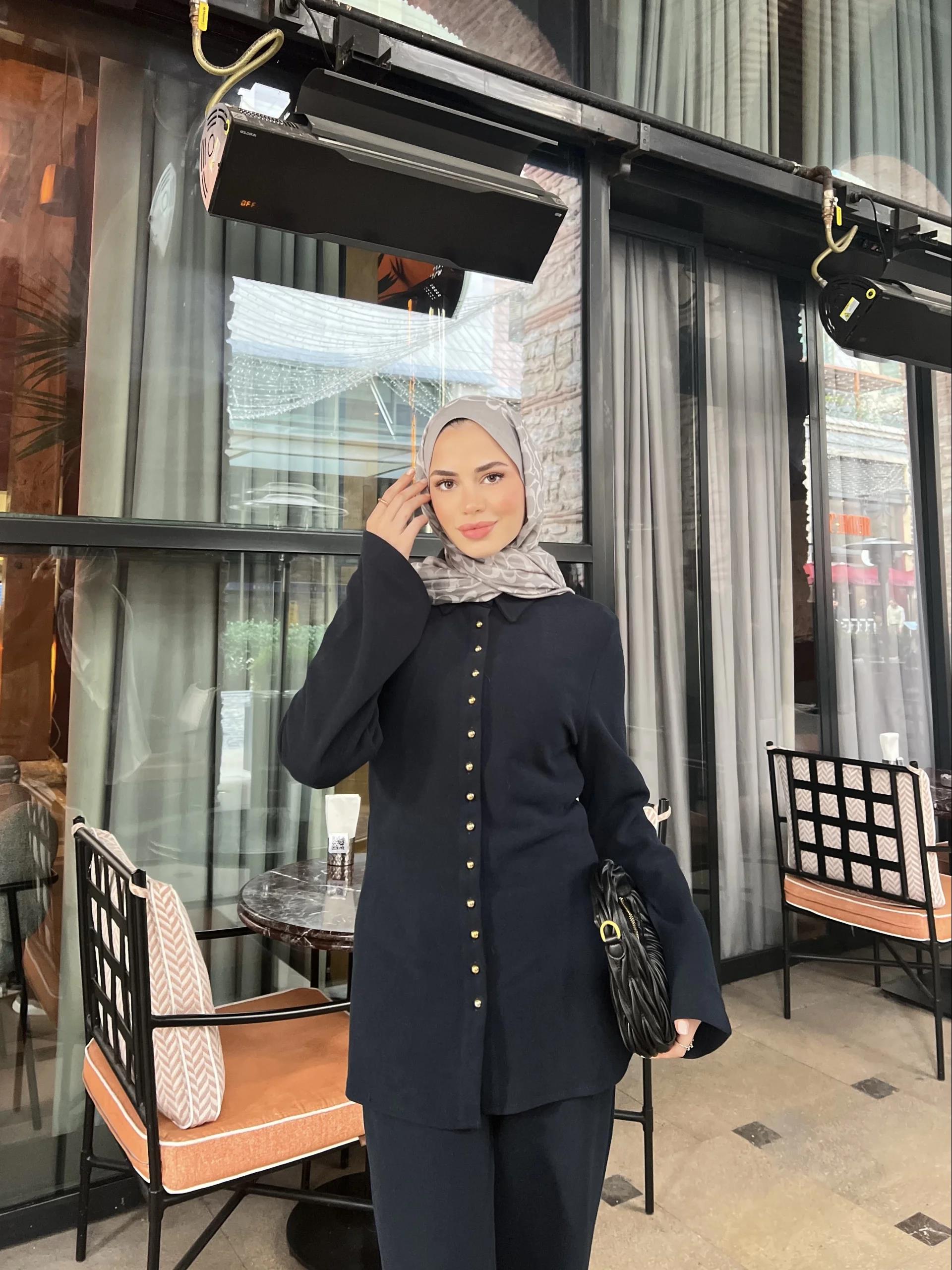 Melisa Düğmeli Takım - Lacivert