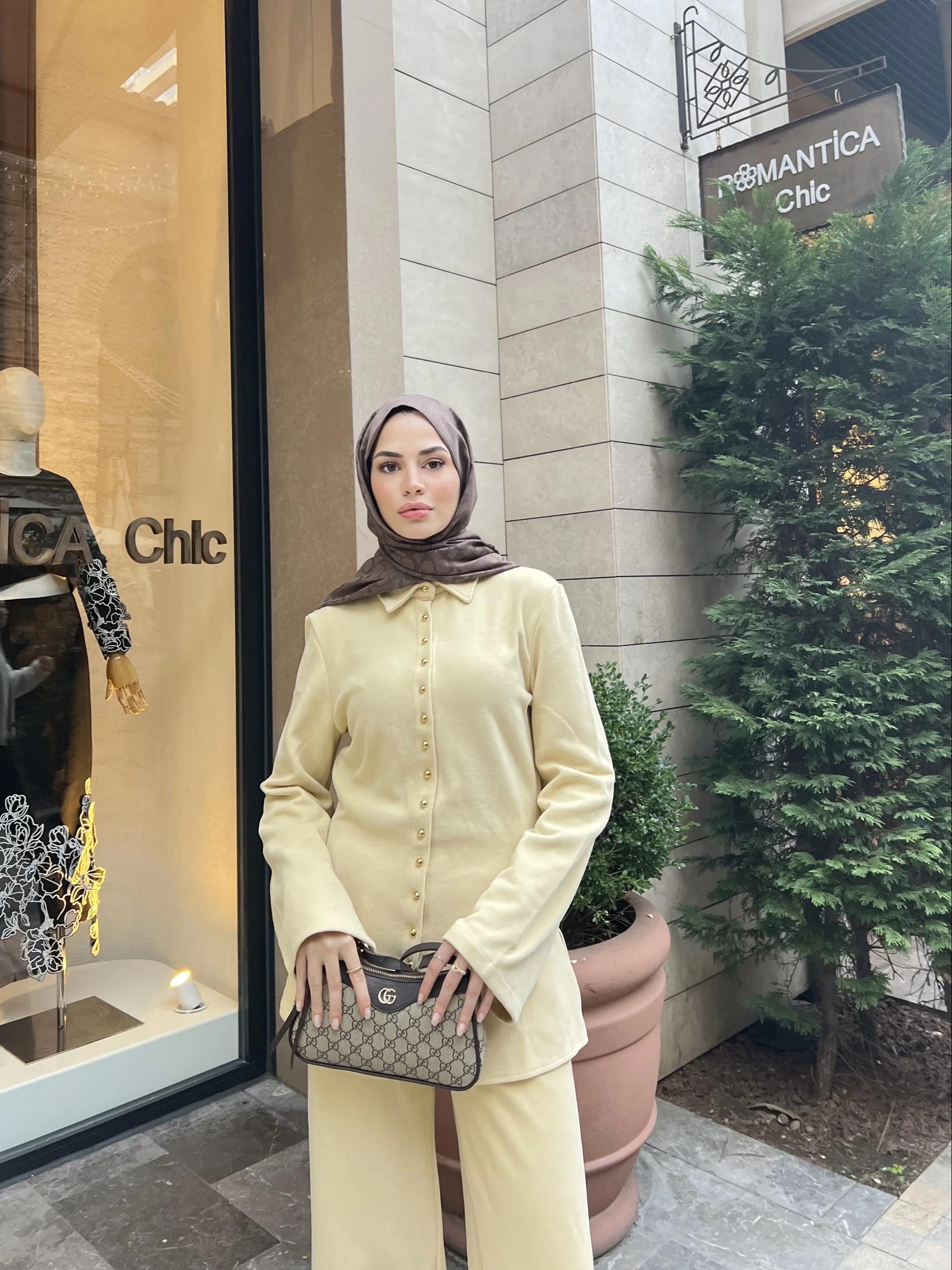 Melisa Düğmeli Takım - Sarı