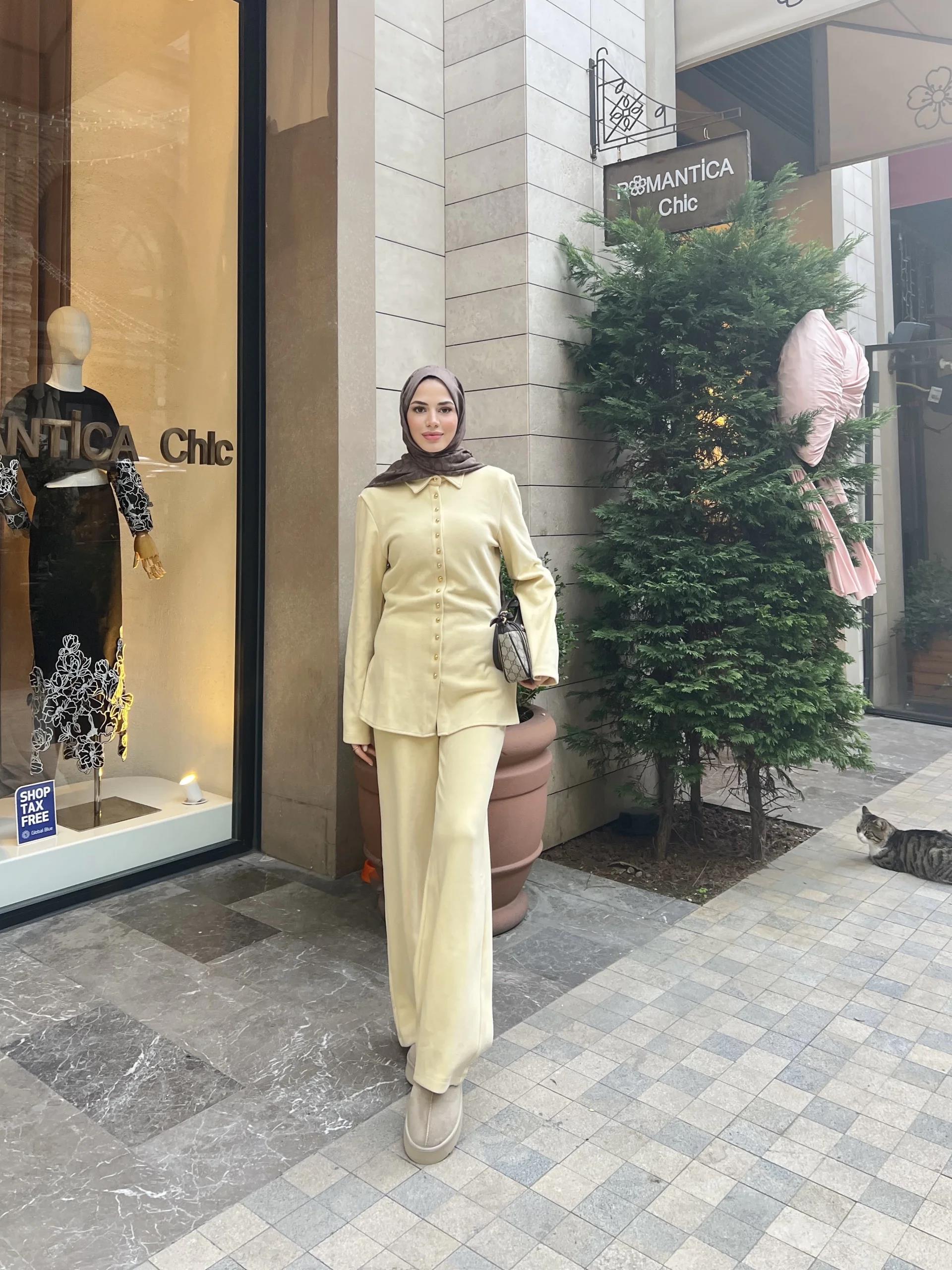 Melisa Düğmeli Takım - Sarı