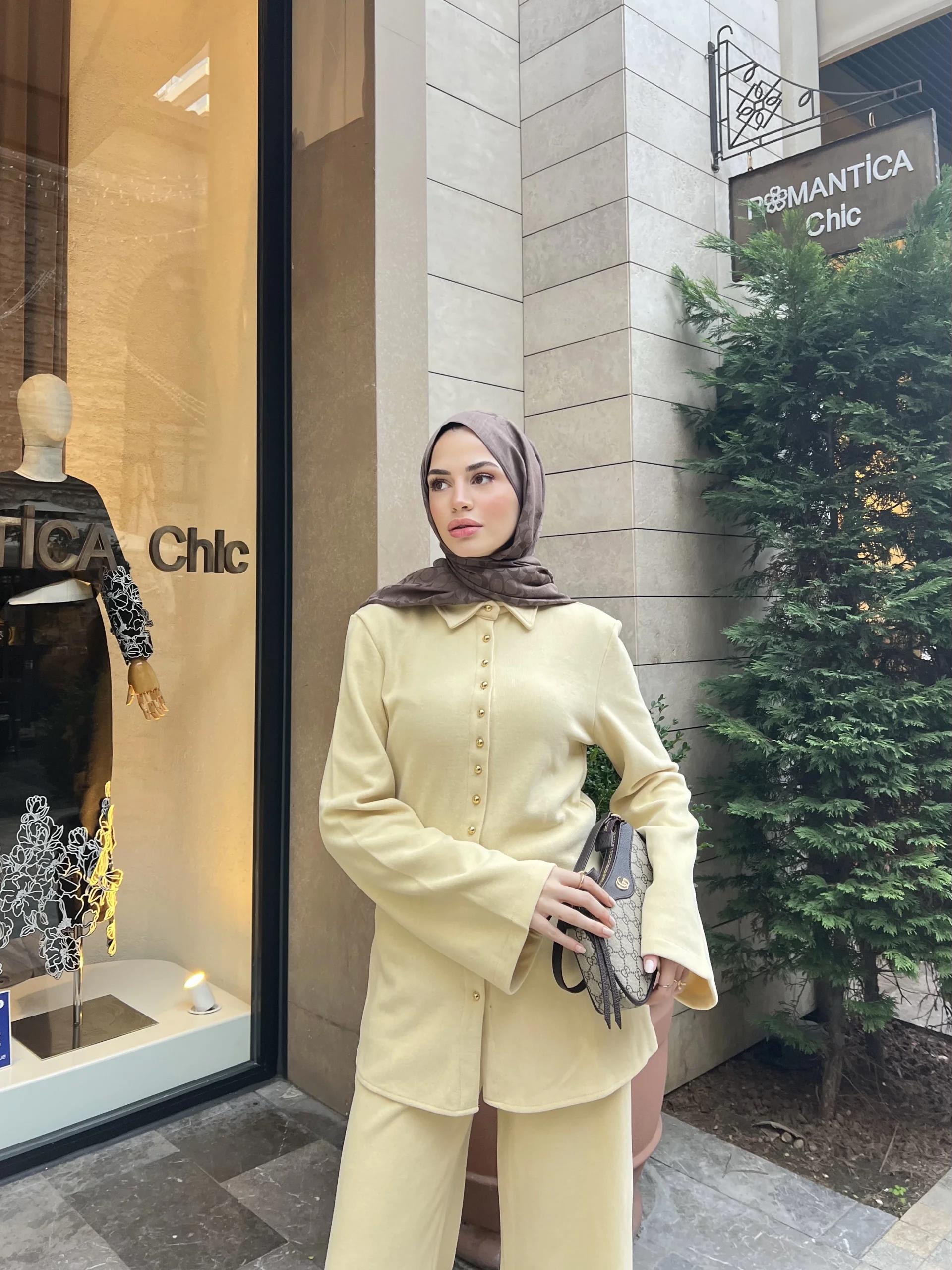 Melisa Düğmeli Takım - Sarı