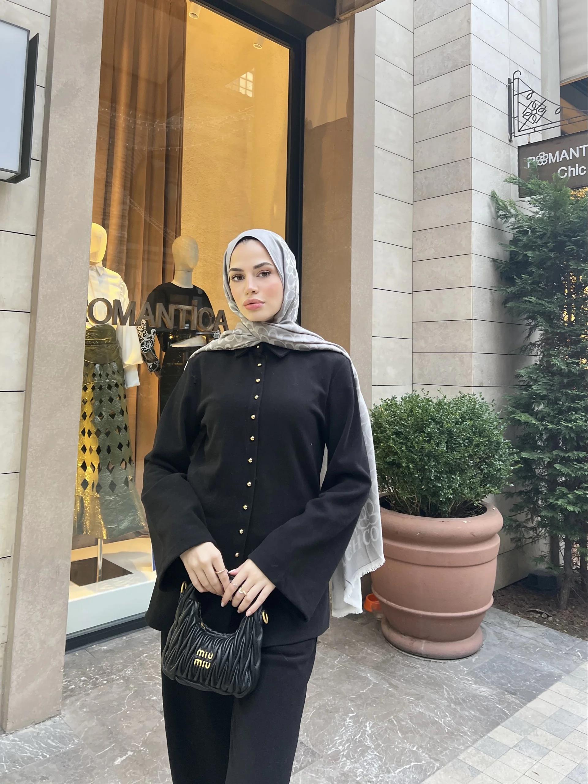 Melisa Düğmeli Takım - Siyah