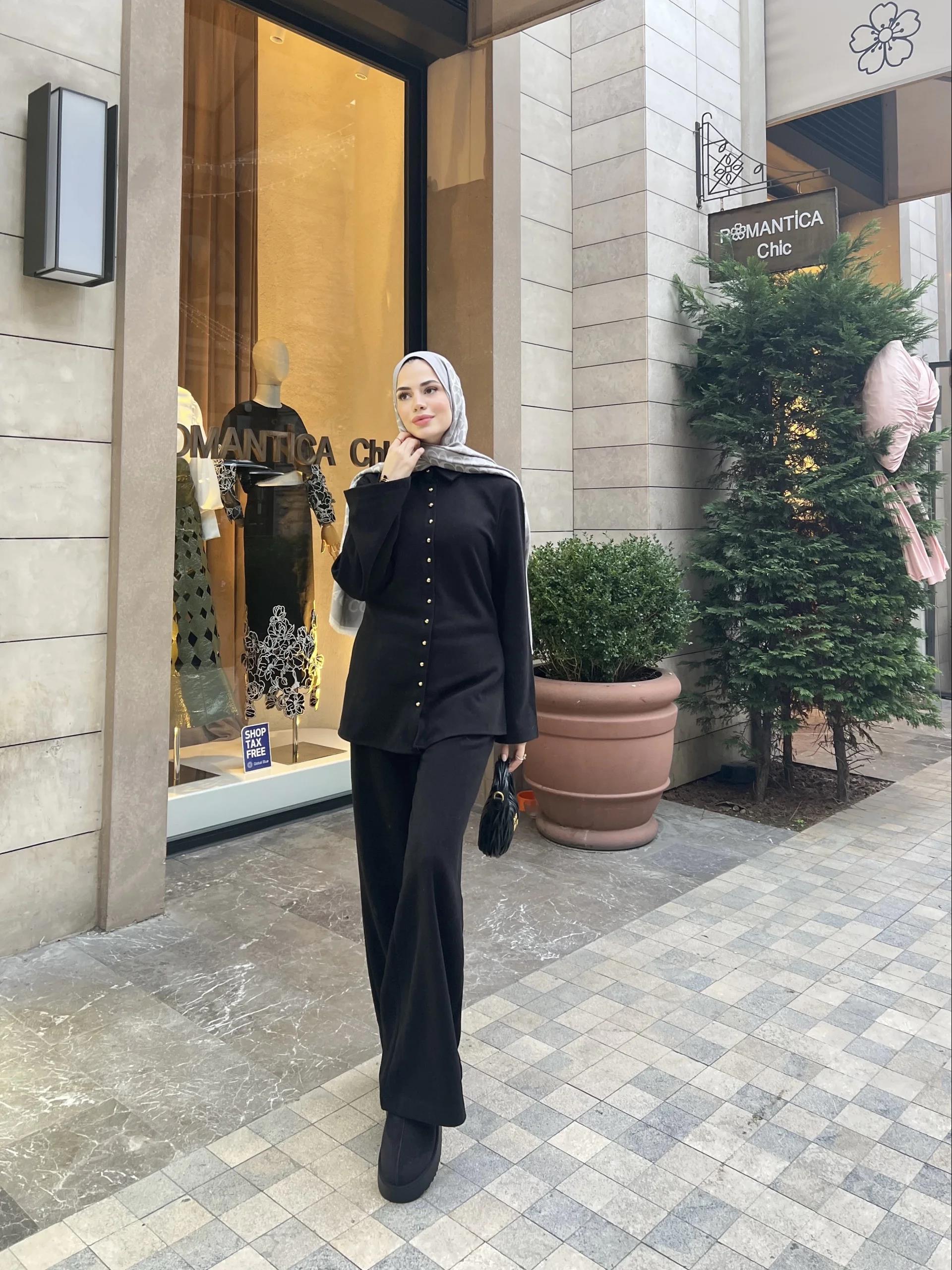 Melisa Düğmeli Takım - Siyah