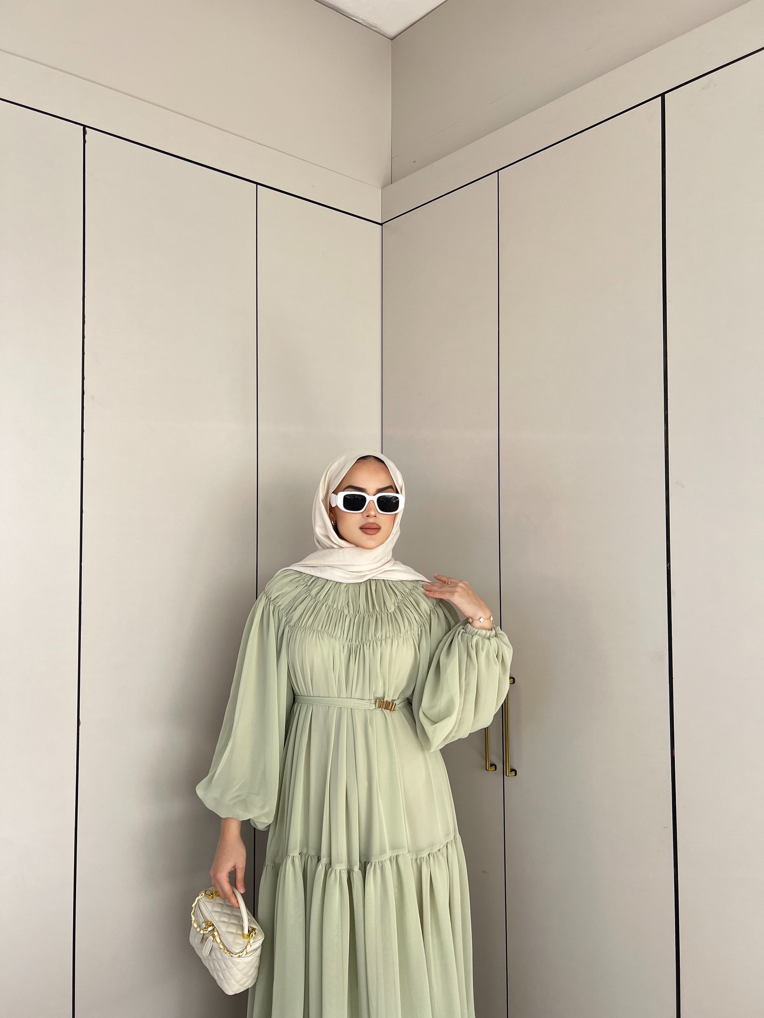 Meva Şifon Elbise - Çağla