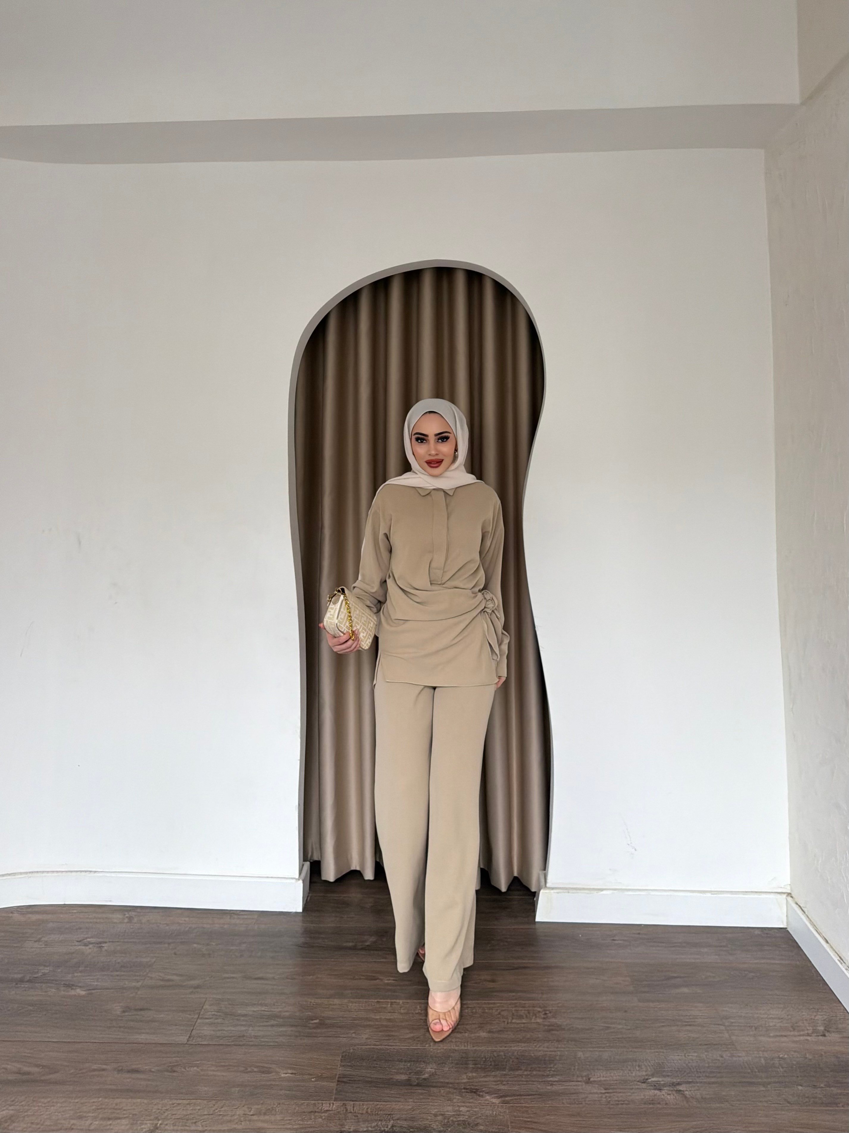 Mevla Bağlamalı Takım - Krem