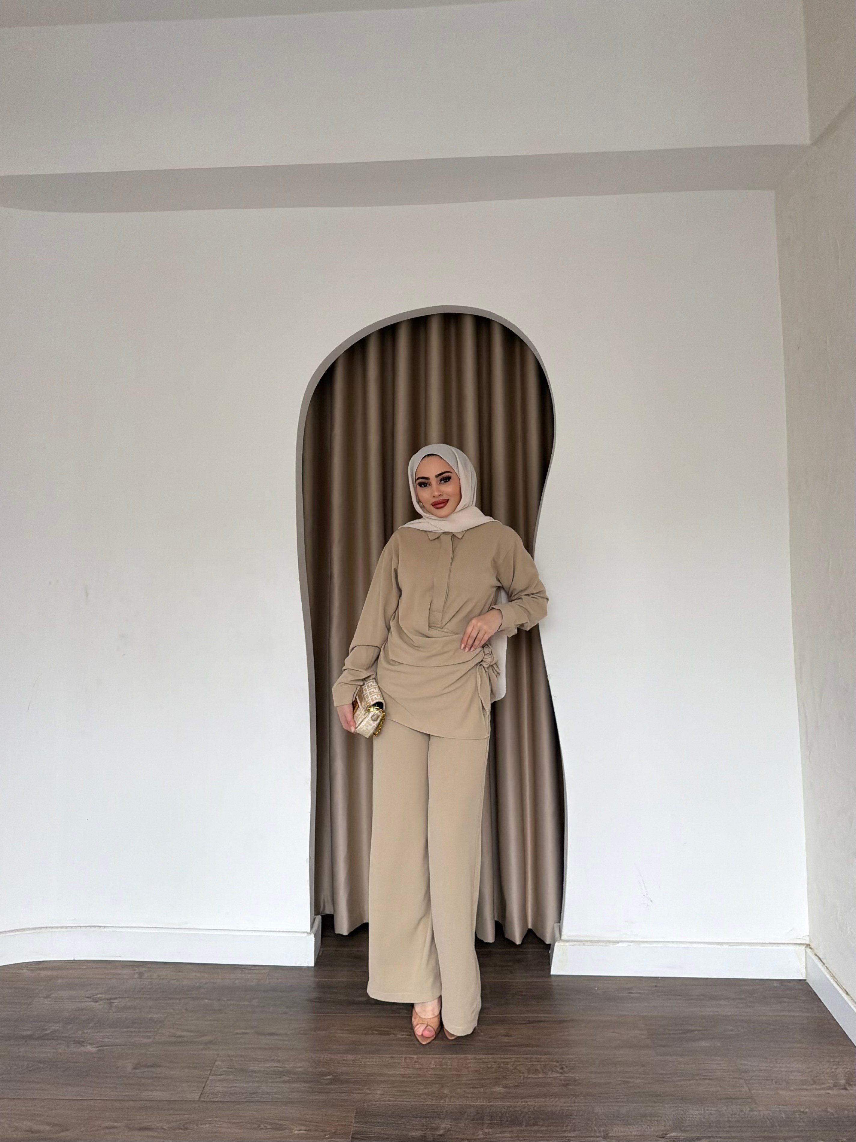 Mevla Bağlamalı Takım - Krem