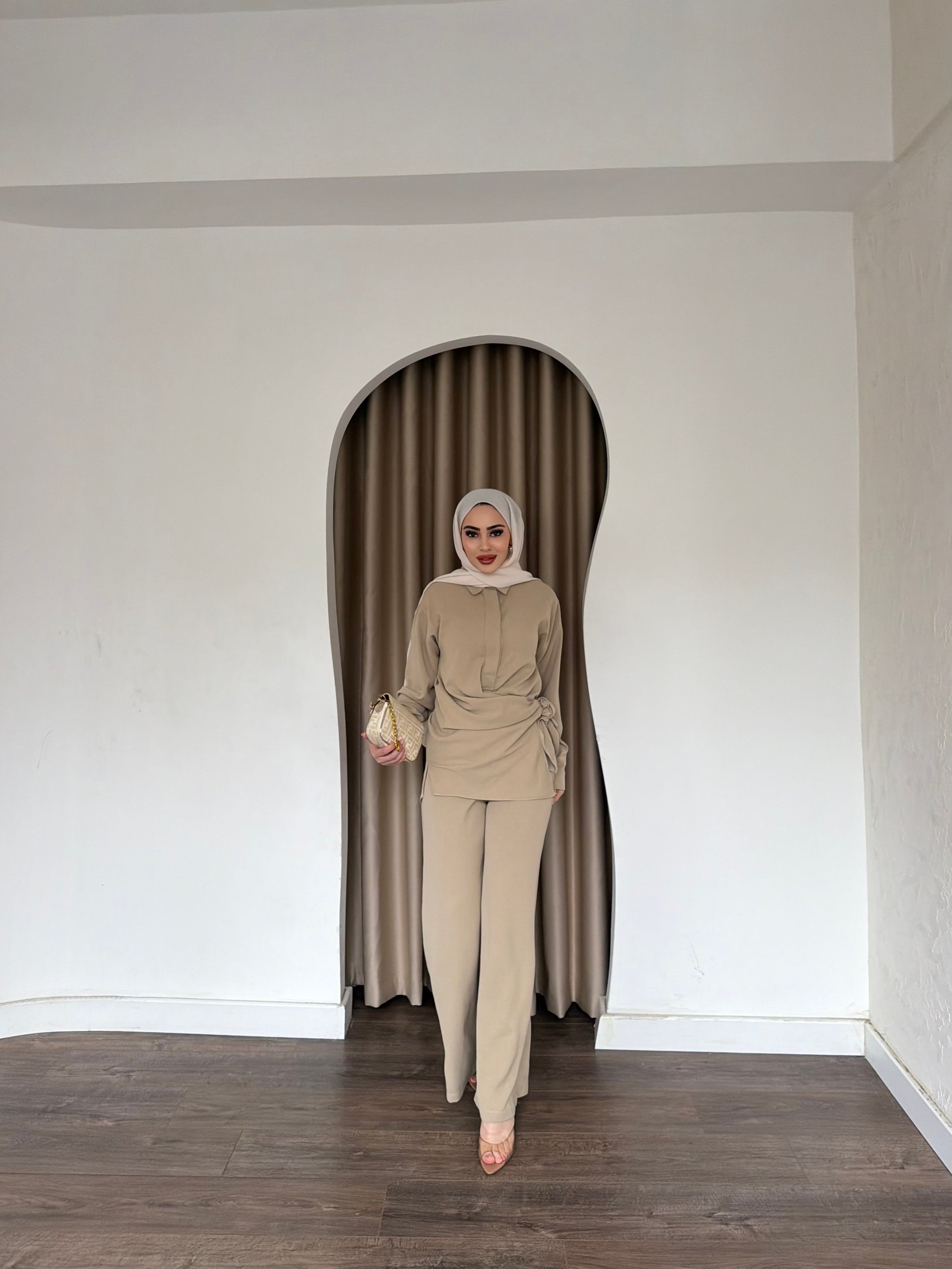 Mevla Bağlamalı Takım - Krem