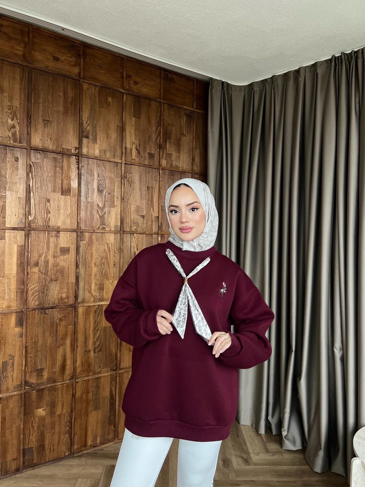 Miki Fiyonklu Sweat - Bordo