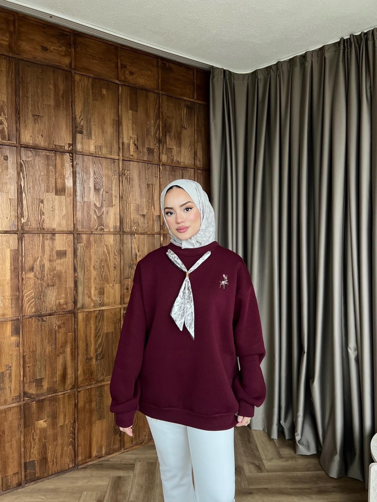 Miki Fiyonklu Sweat - Bordo