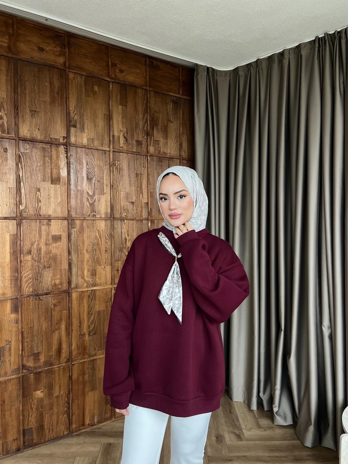 Miki Fiyonklu Sweat - Bordo