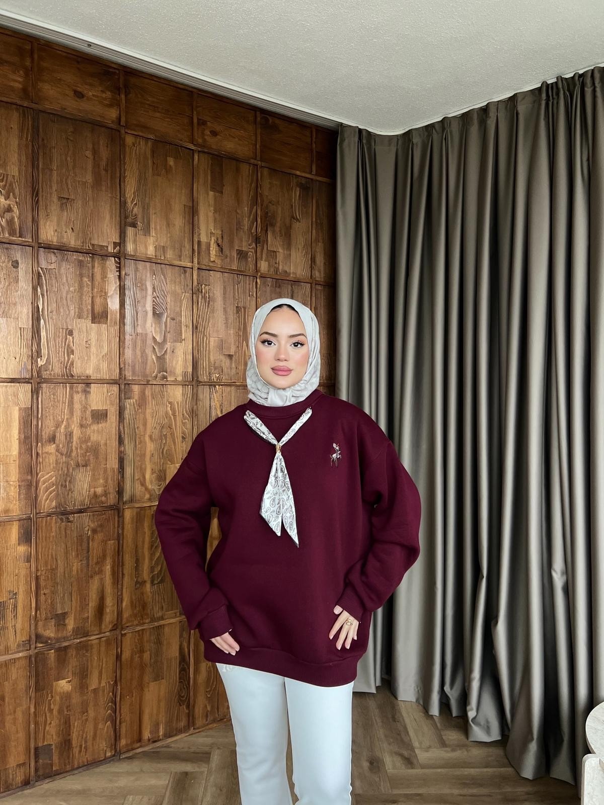 Miki Fiyonklu Sweat - Bordo