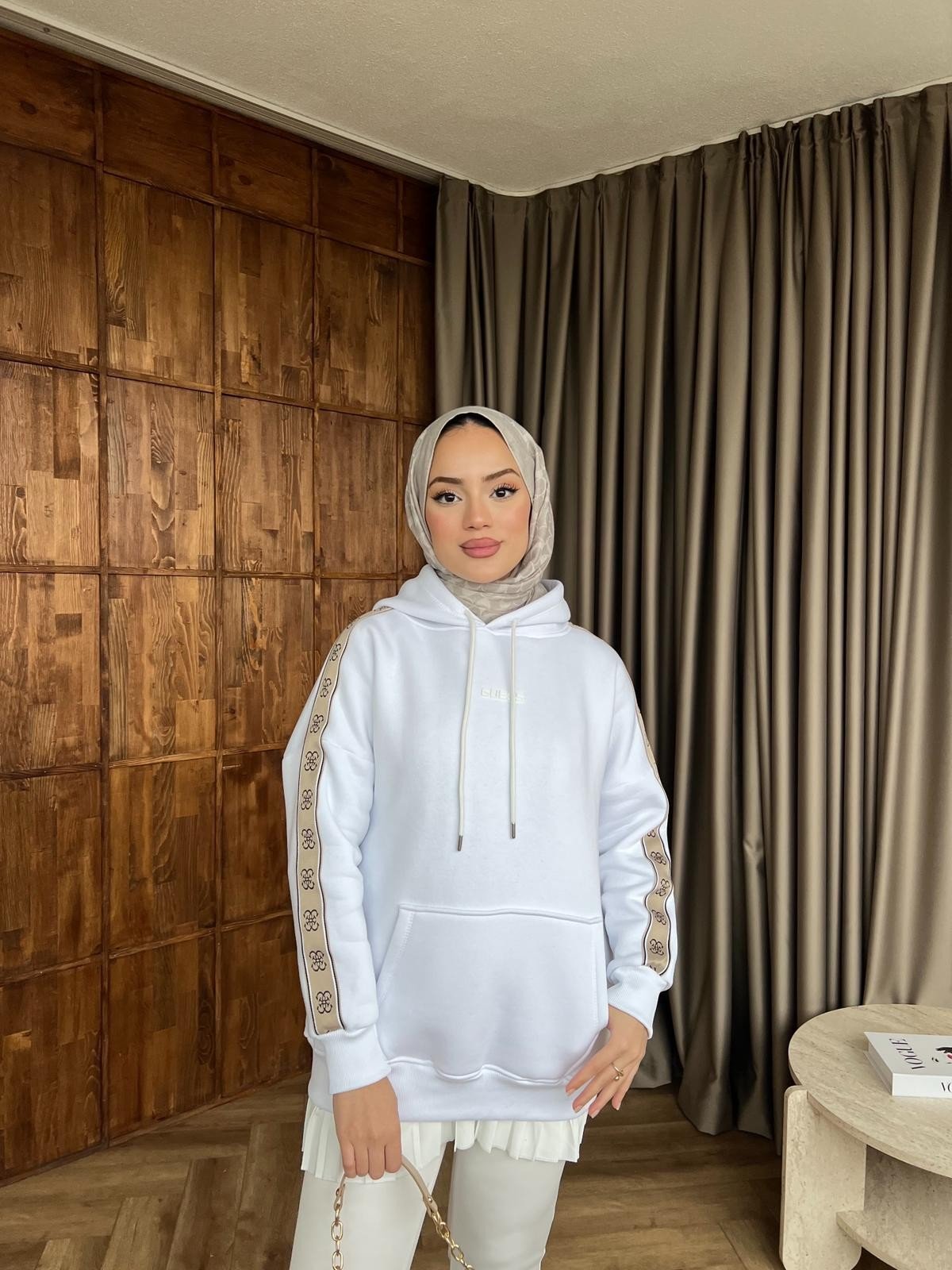 Muadil Cepli Sweat - Beyaz