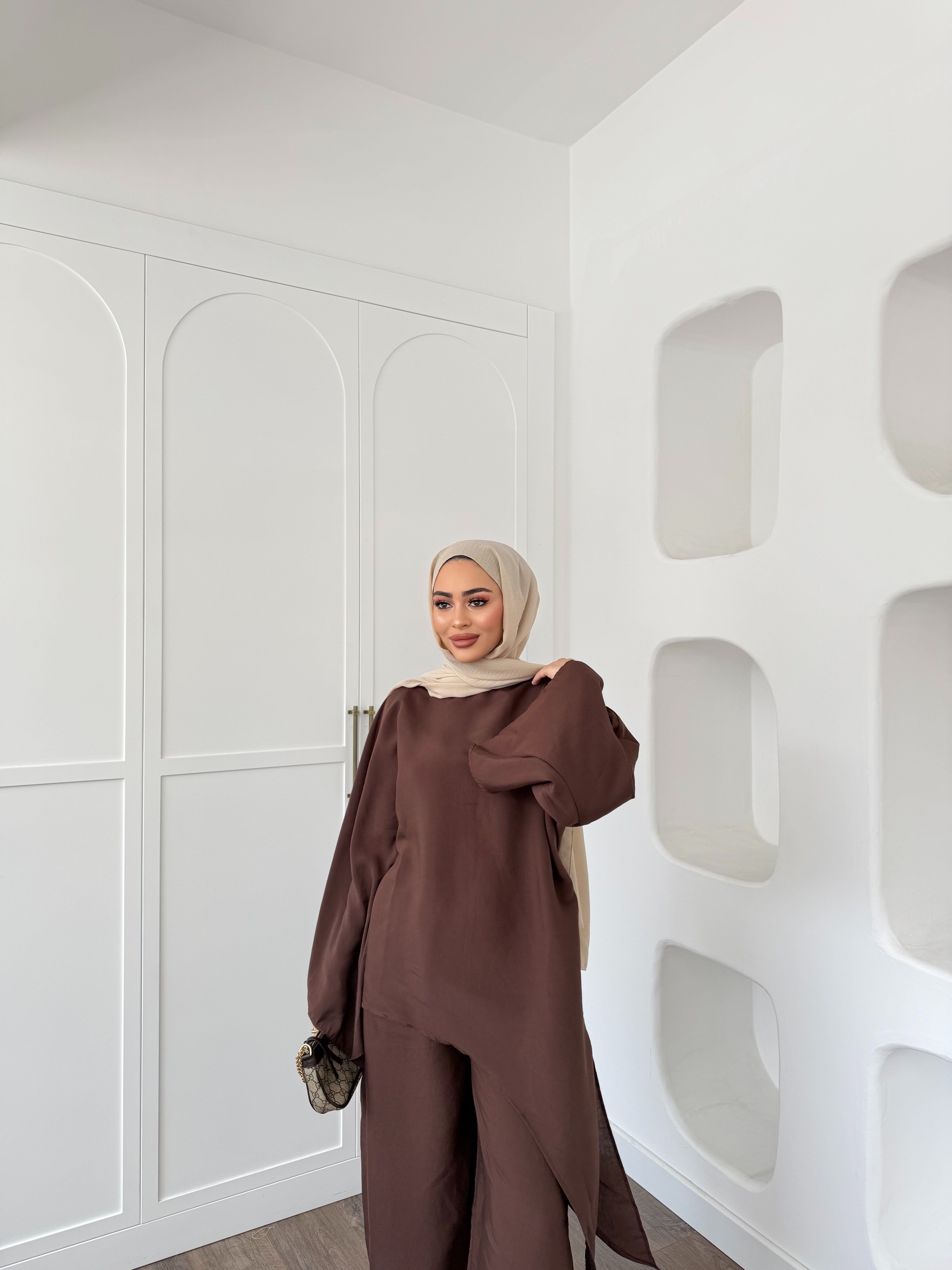 Nesly Pelerin Detay Takım - Kahve