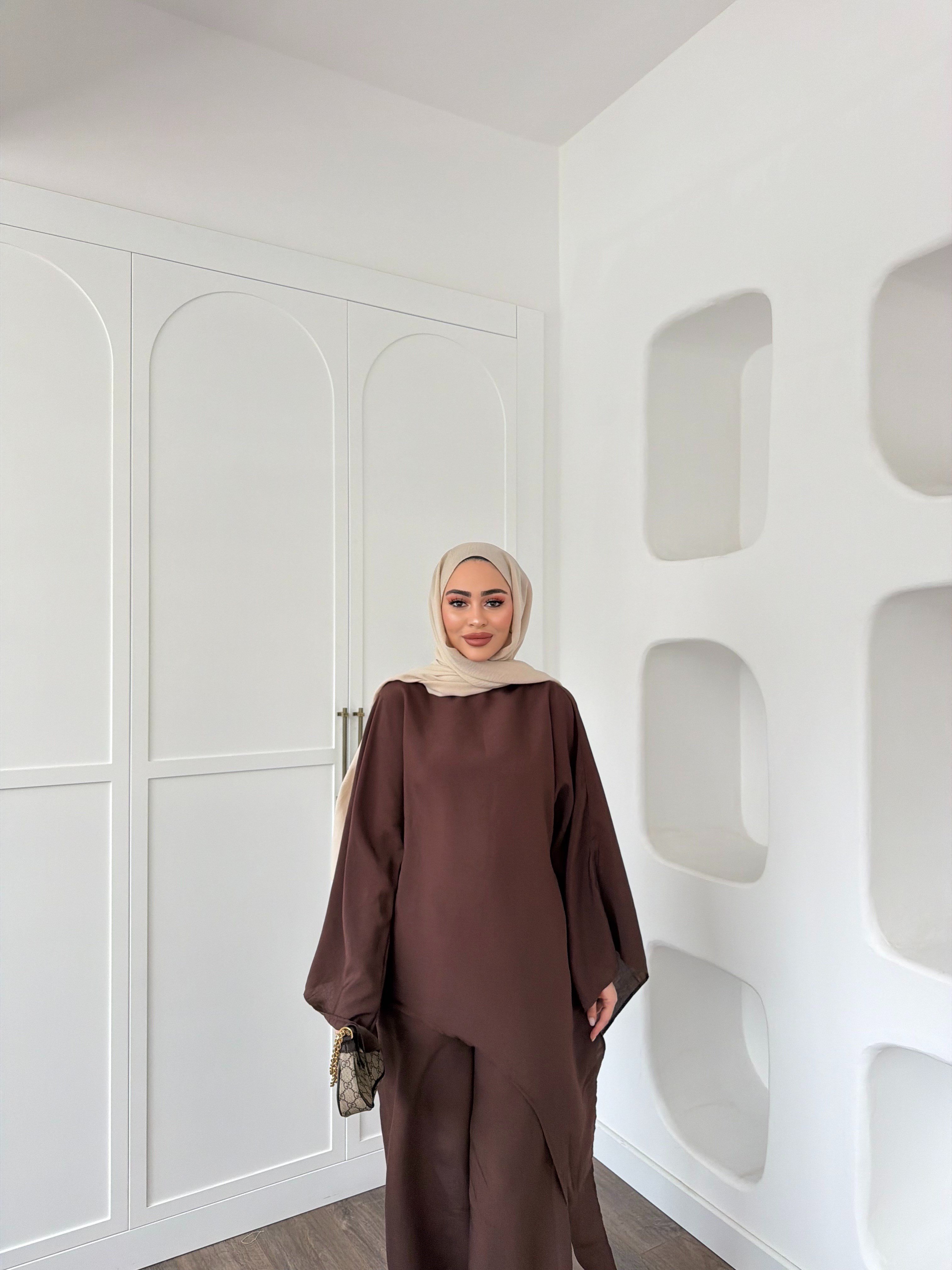 Nesly Pelerin Detay Takım - Kahve