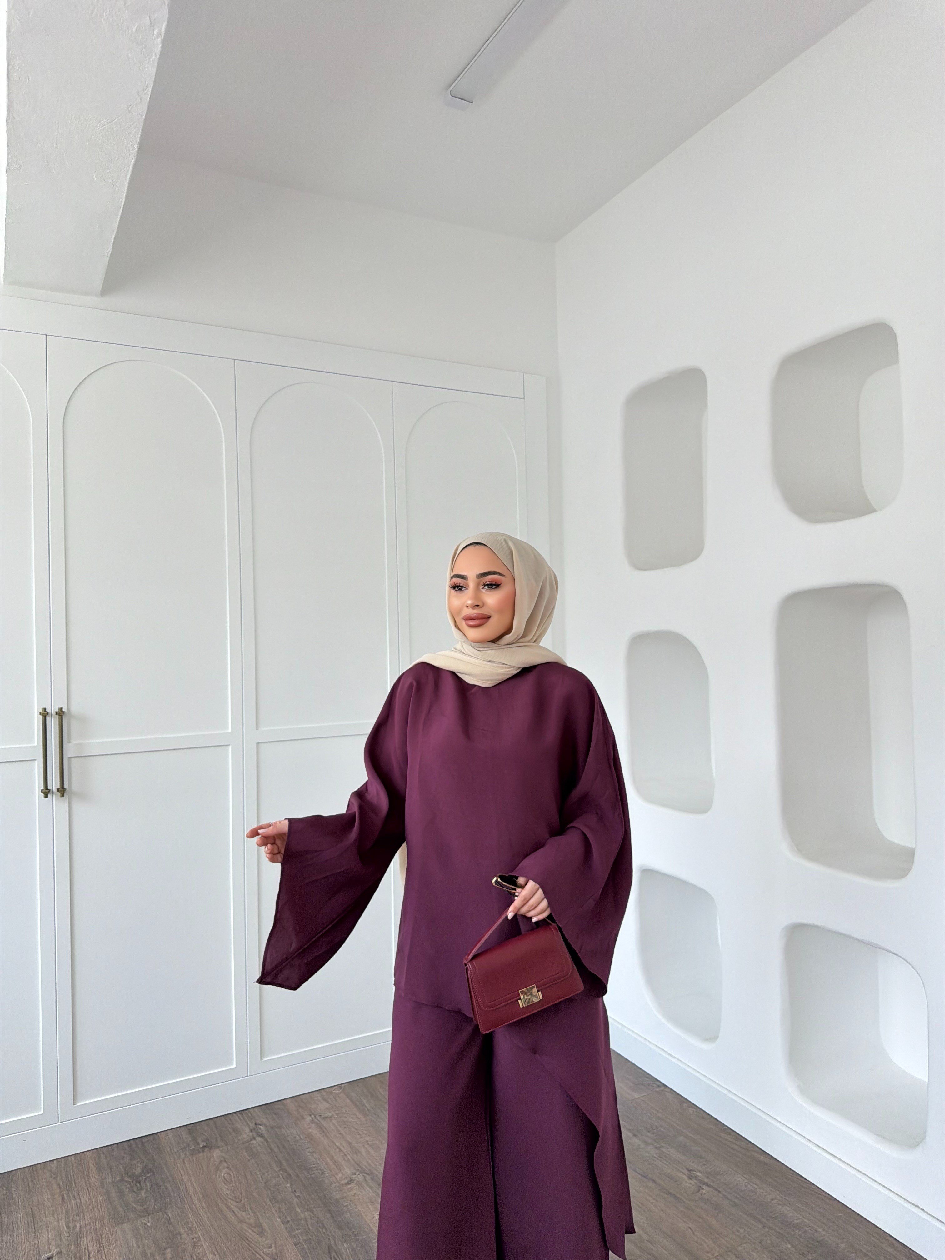 Nesly Pelerin Detay Takım - Mürdüm