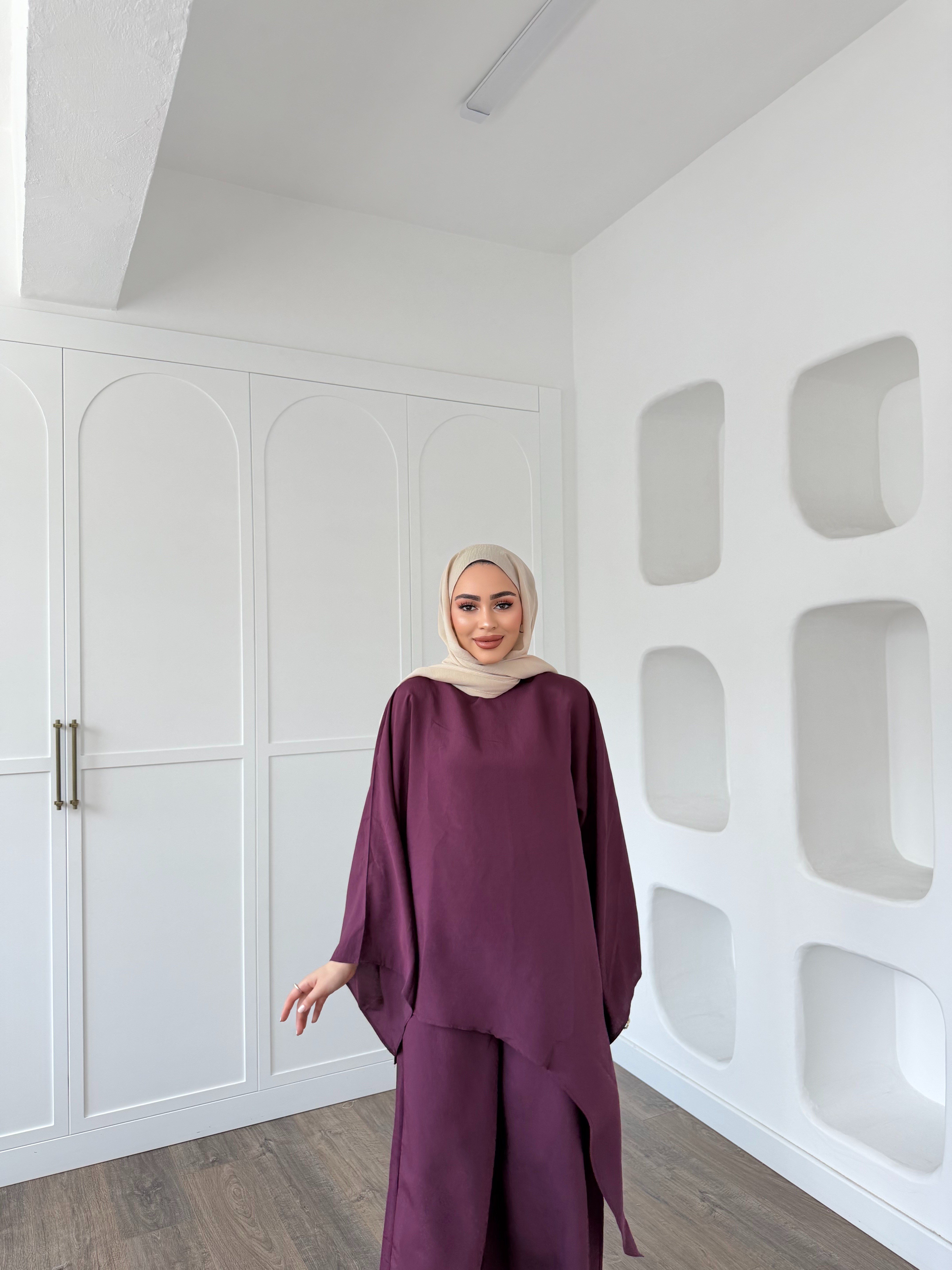 Nesly Pelerin Detay Takım - Mürdüm
