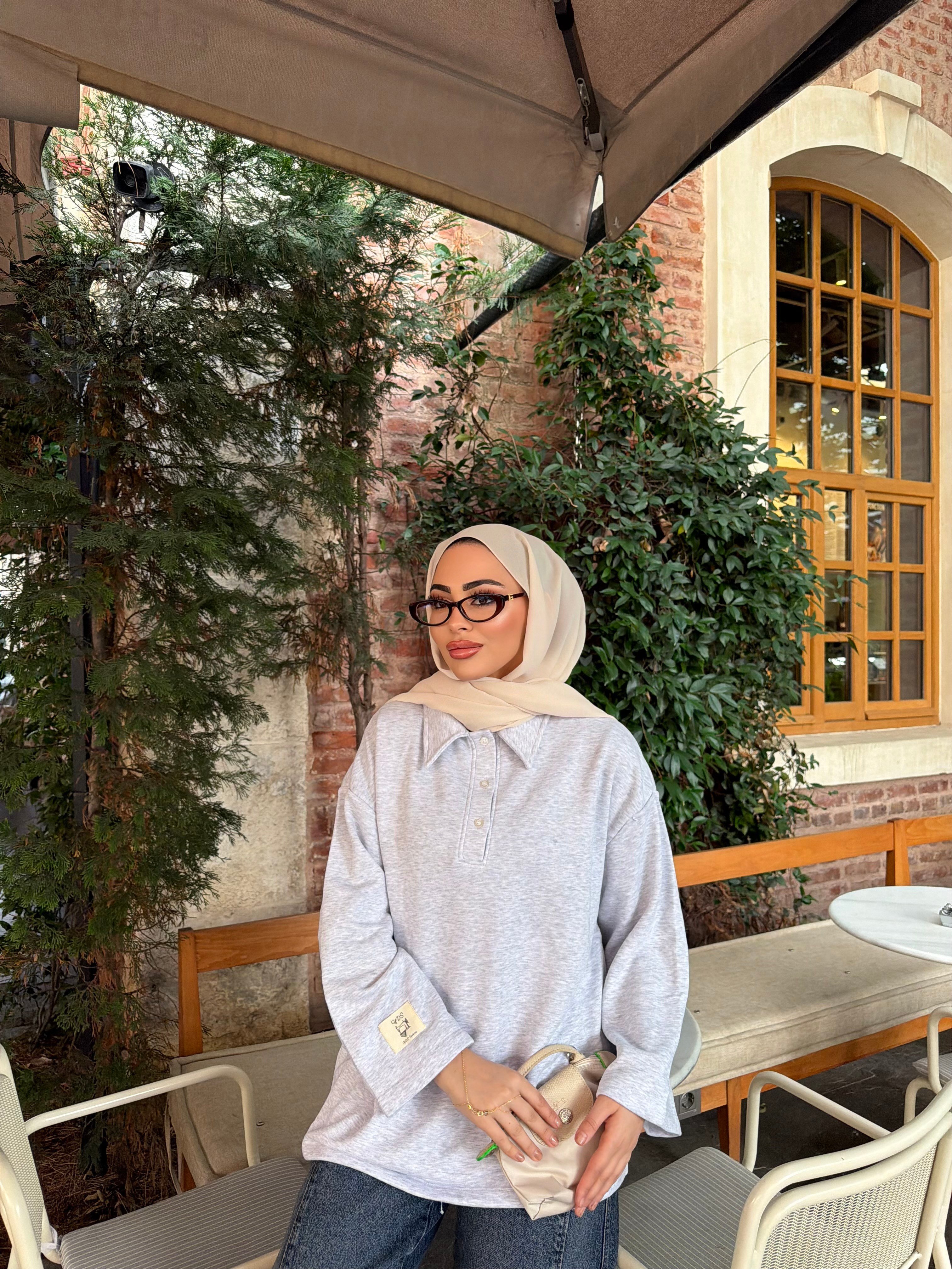 Niva Ön Düğmeli Tunik - Gri