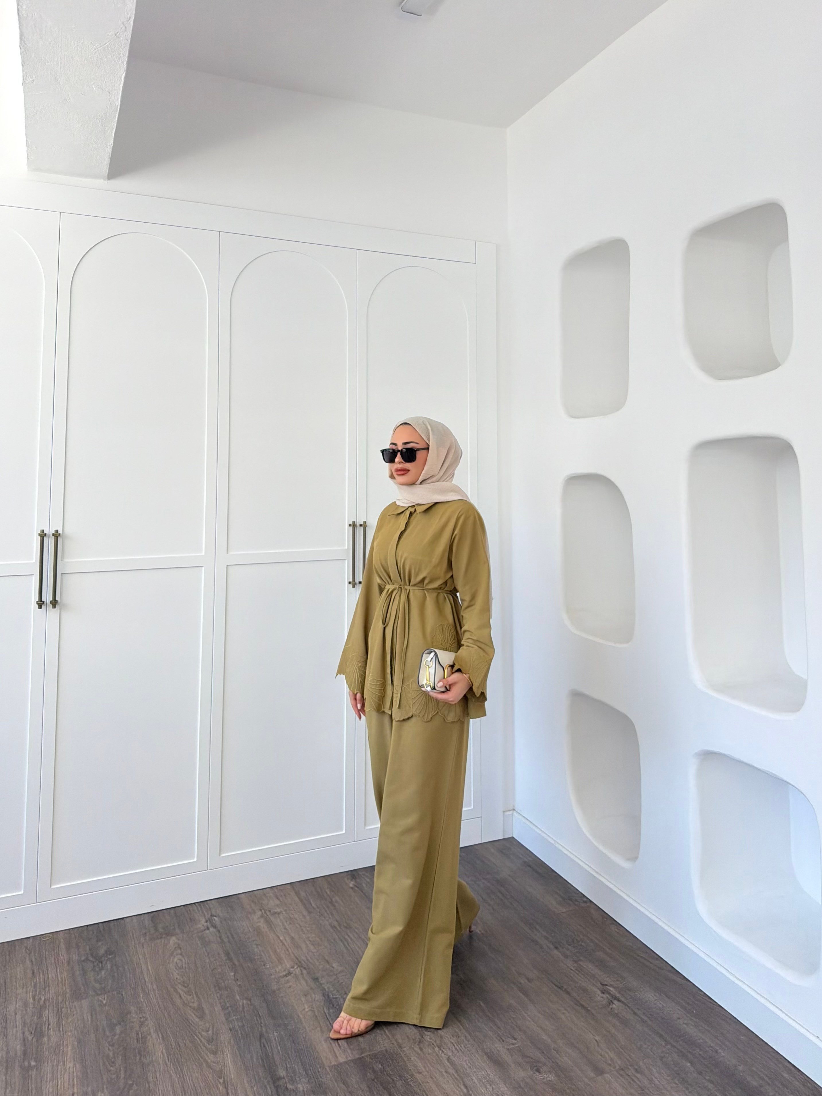 Nurse Keten Takım - Yağ Yeşil