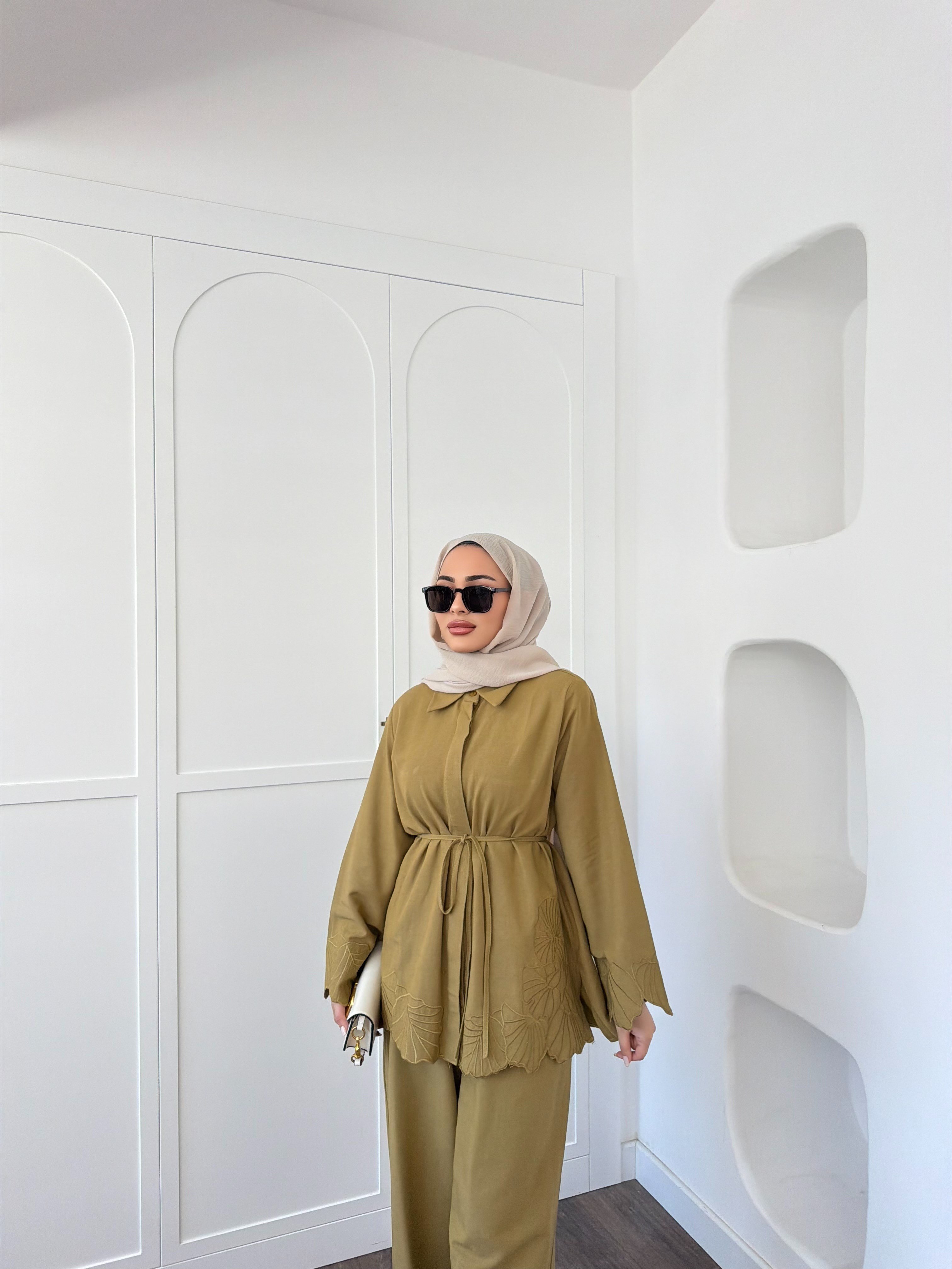 Nurse Keten Takım - Yağ Yeşil