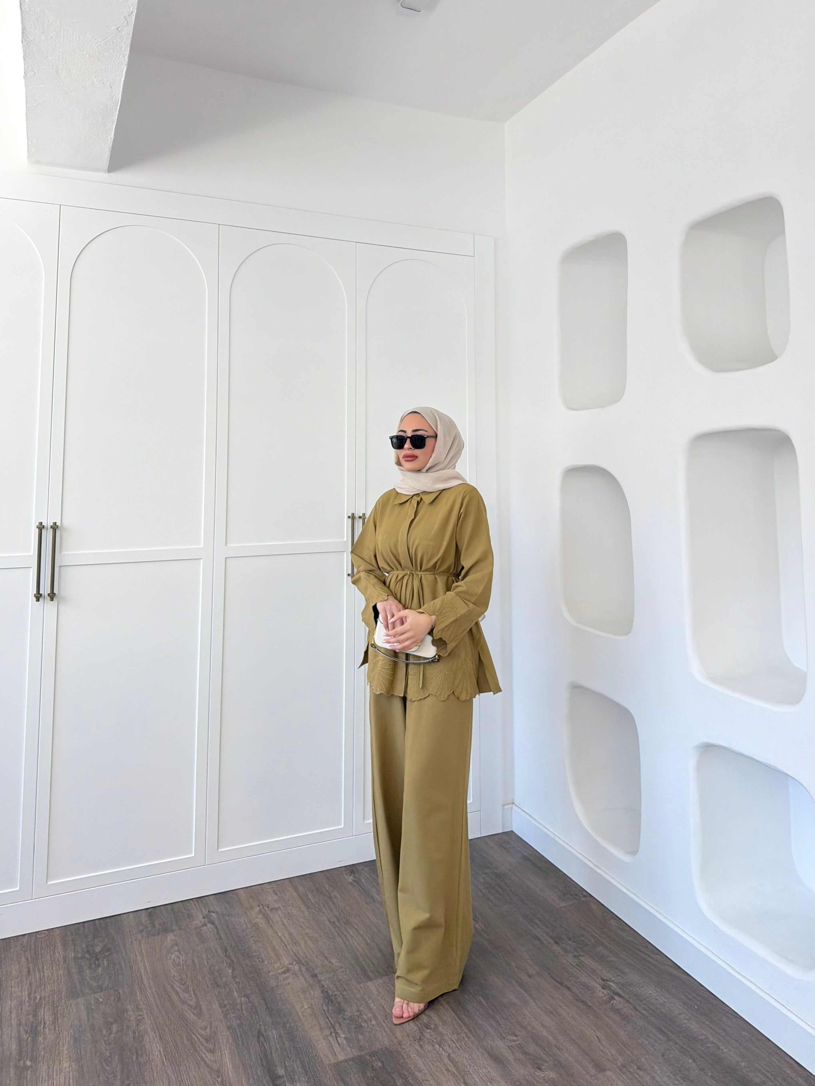 Nurse Keten Takım - Yağ Yeşil
