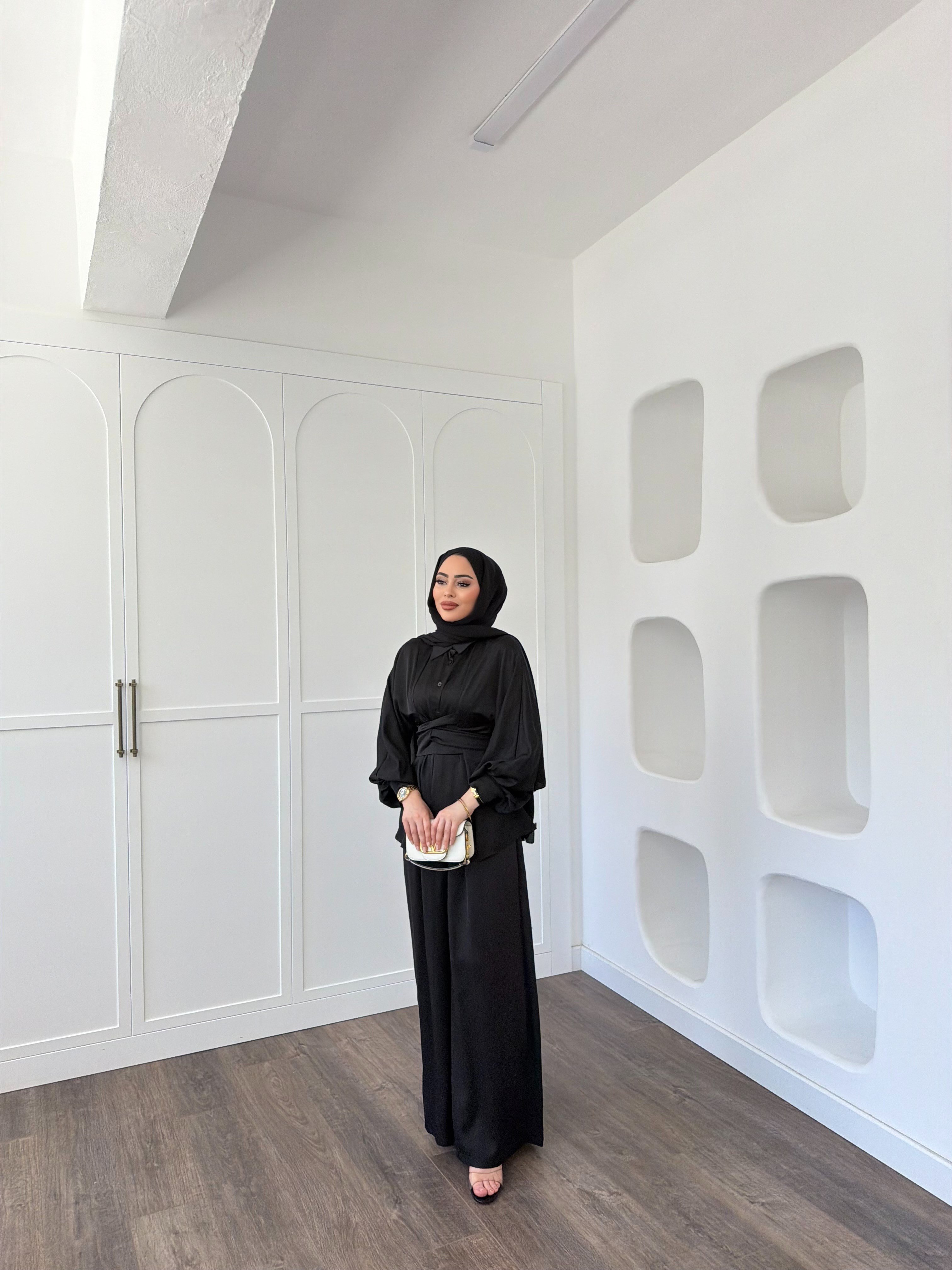 Nursu Saten Takım - Siyah