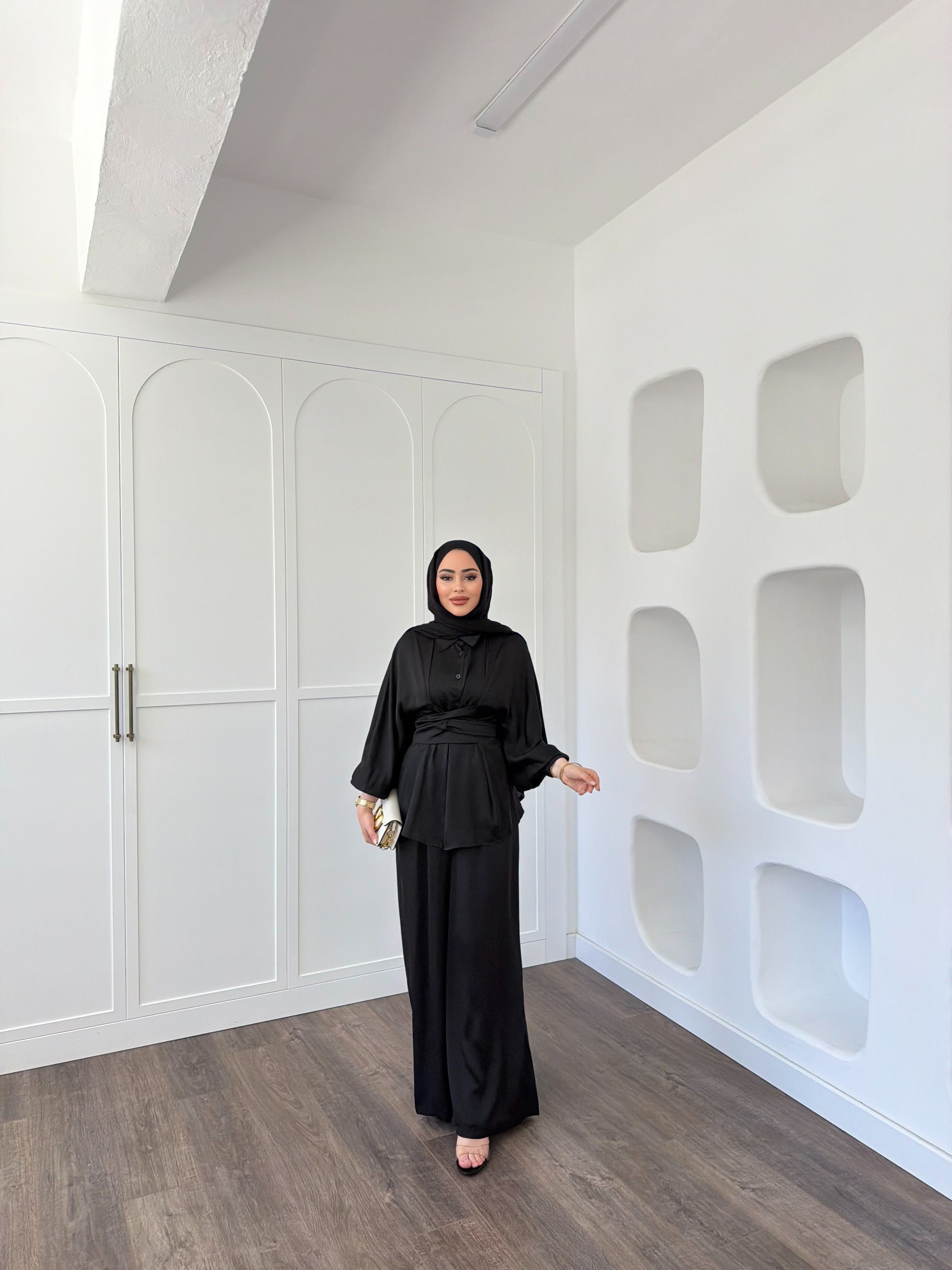 Nursu Saten Takım - Siyah