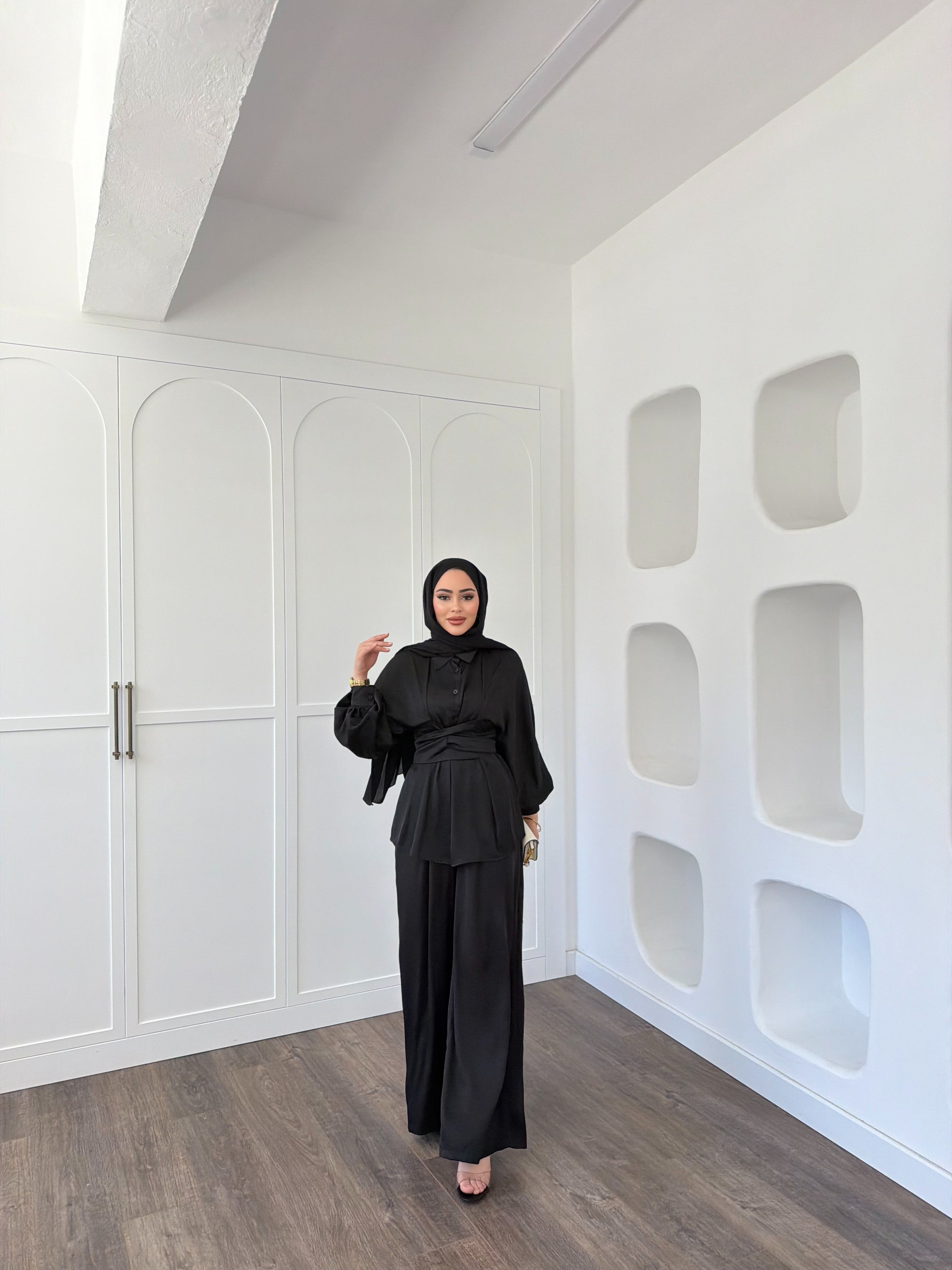 Nursu Saten Takım - Siyah