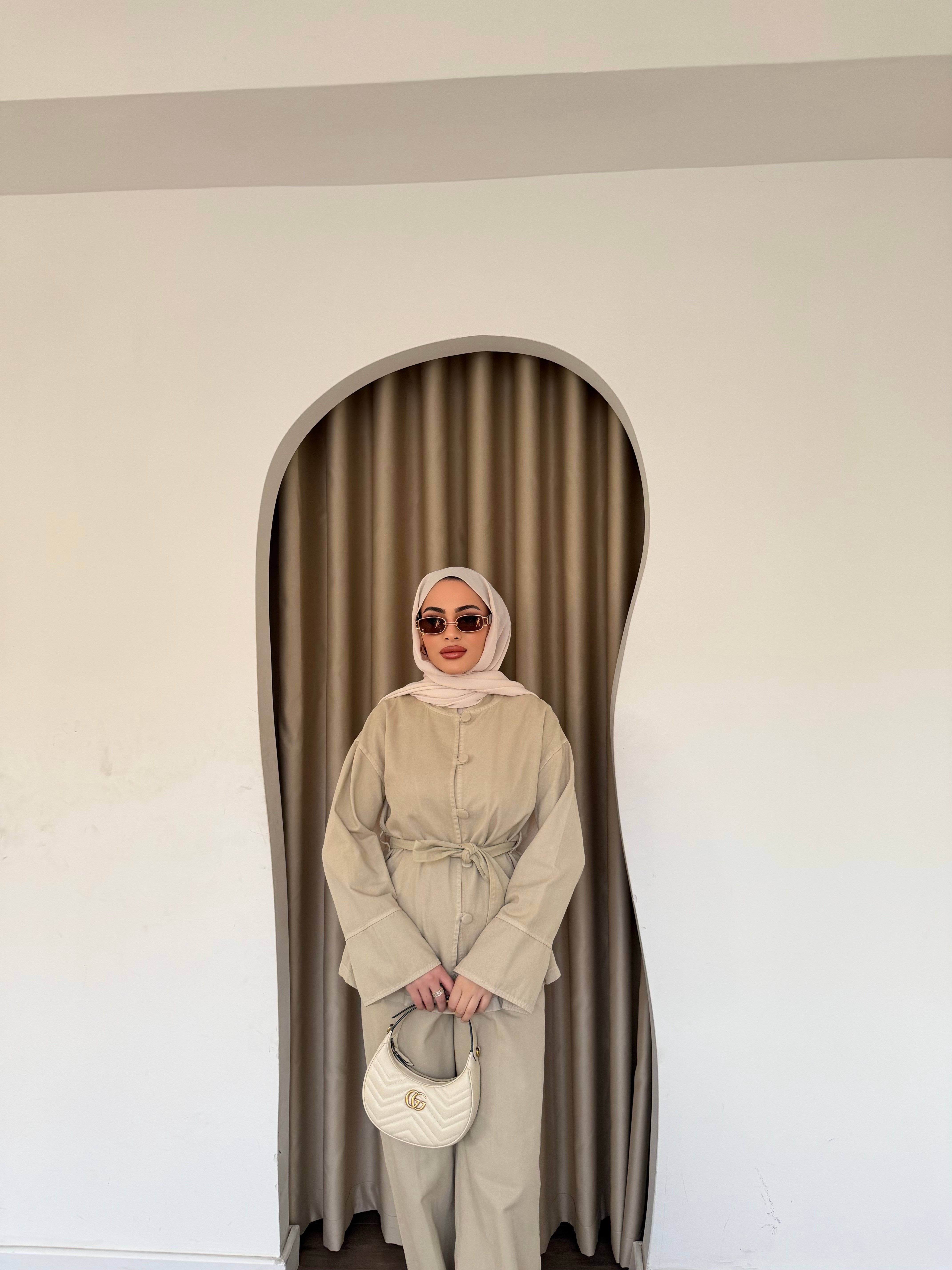 Nuwe Düğmeli Kot Takım - Yeşil (ÖN SİPARİŞ)