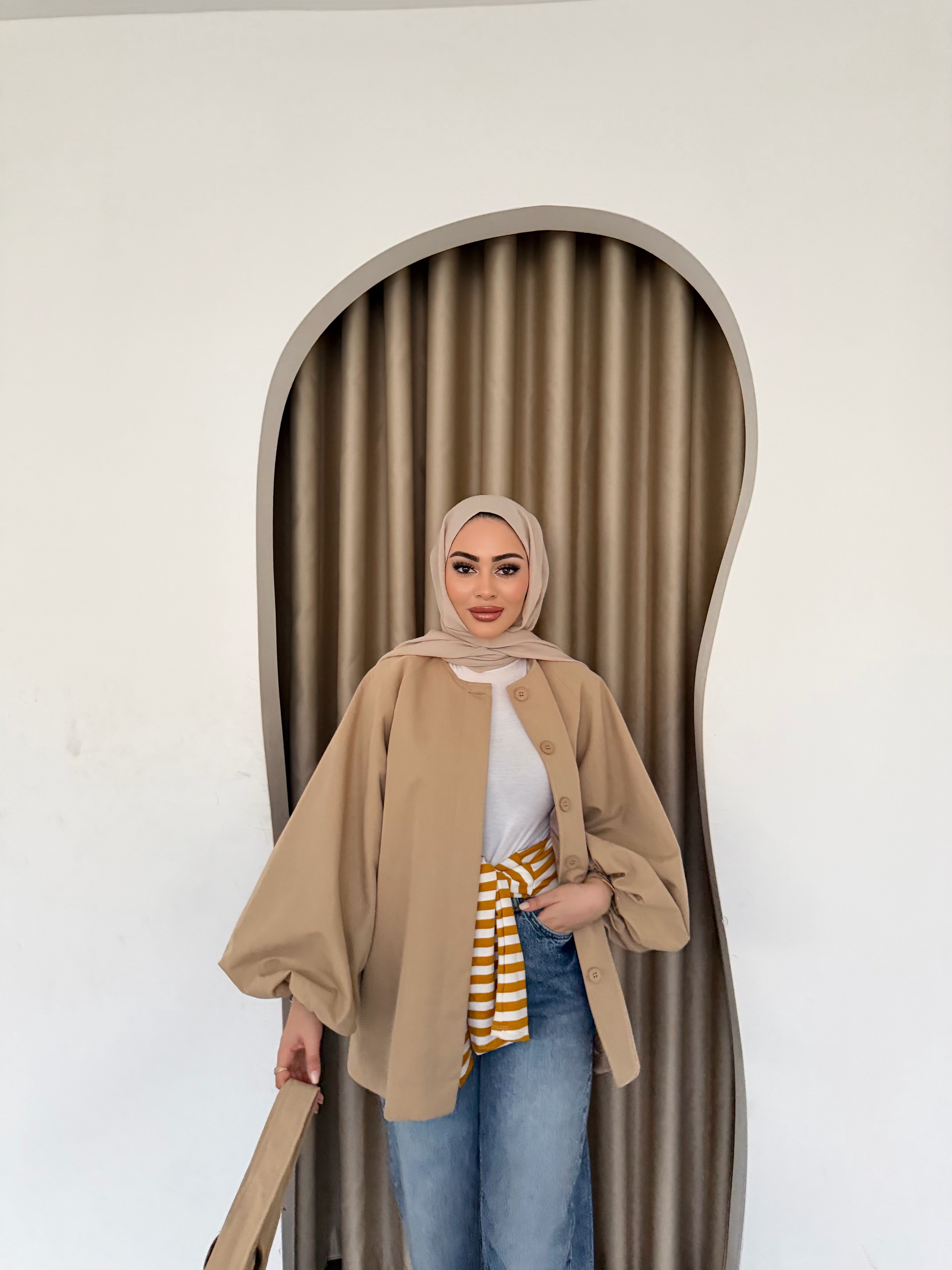 Oba Düğmeli mini trenç - Camel