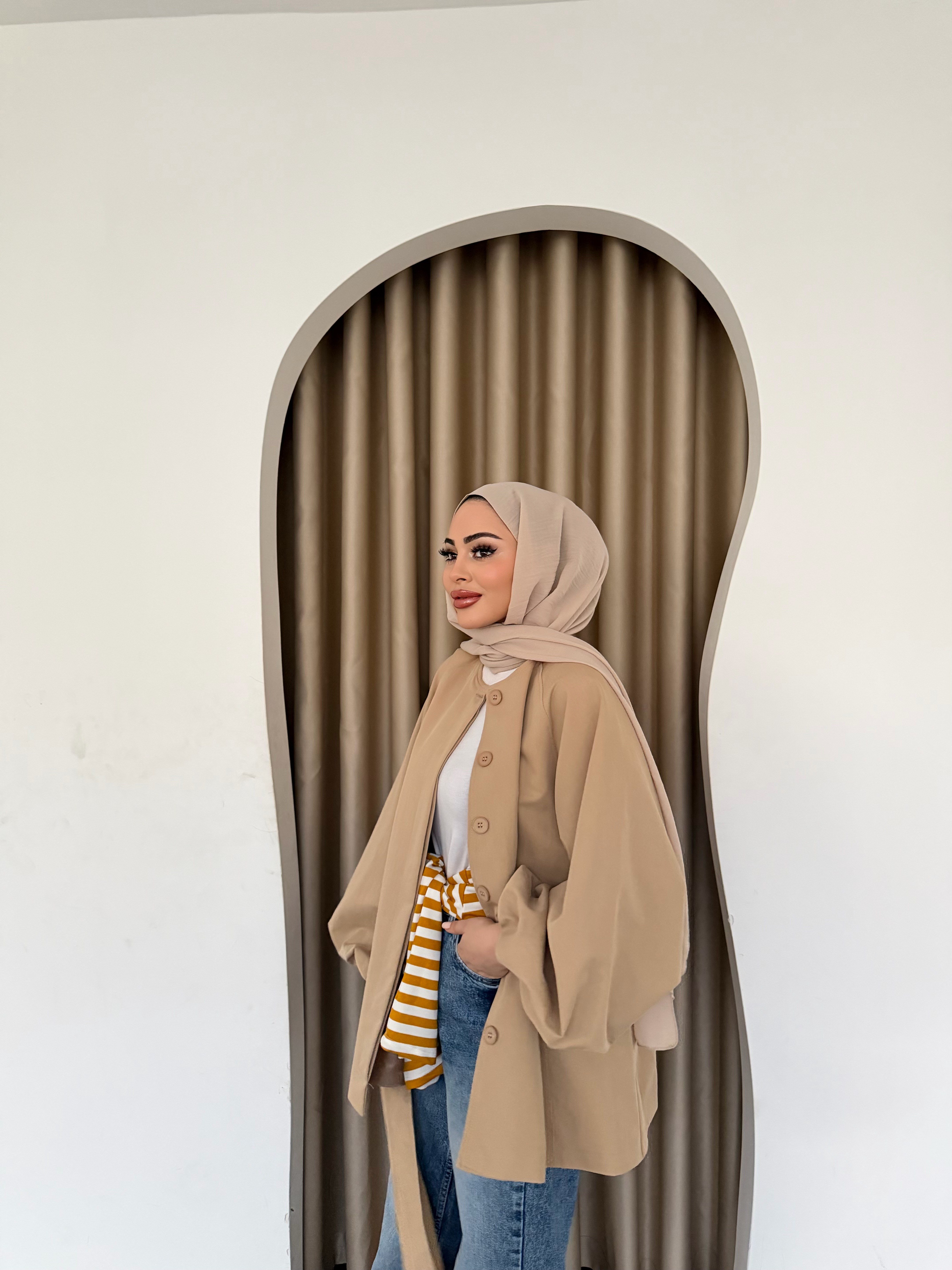 Oba Düğmeli mini trenç - Camel