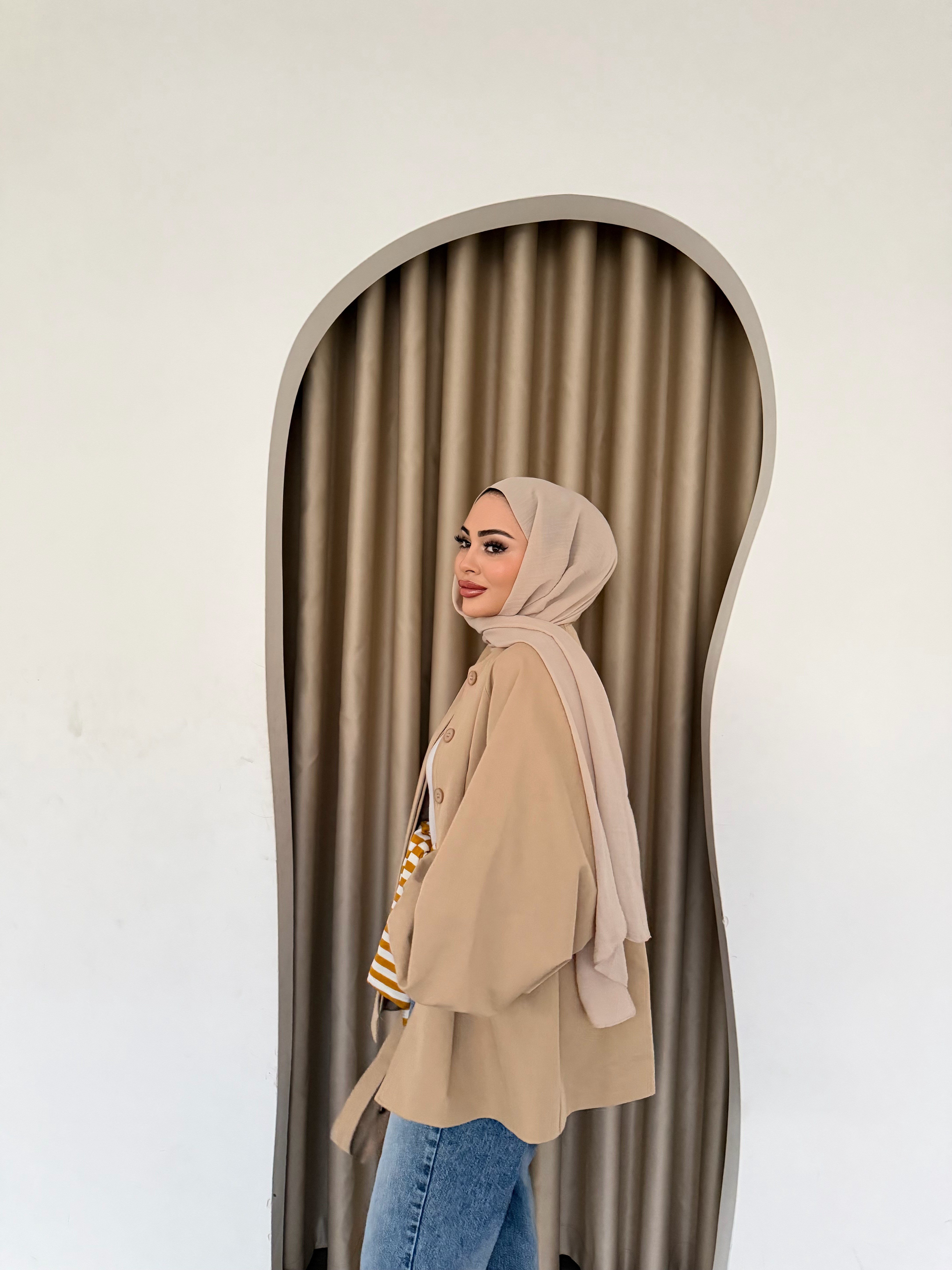 Oba Düğmeli mini trenç - Camel