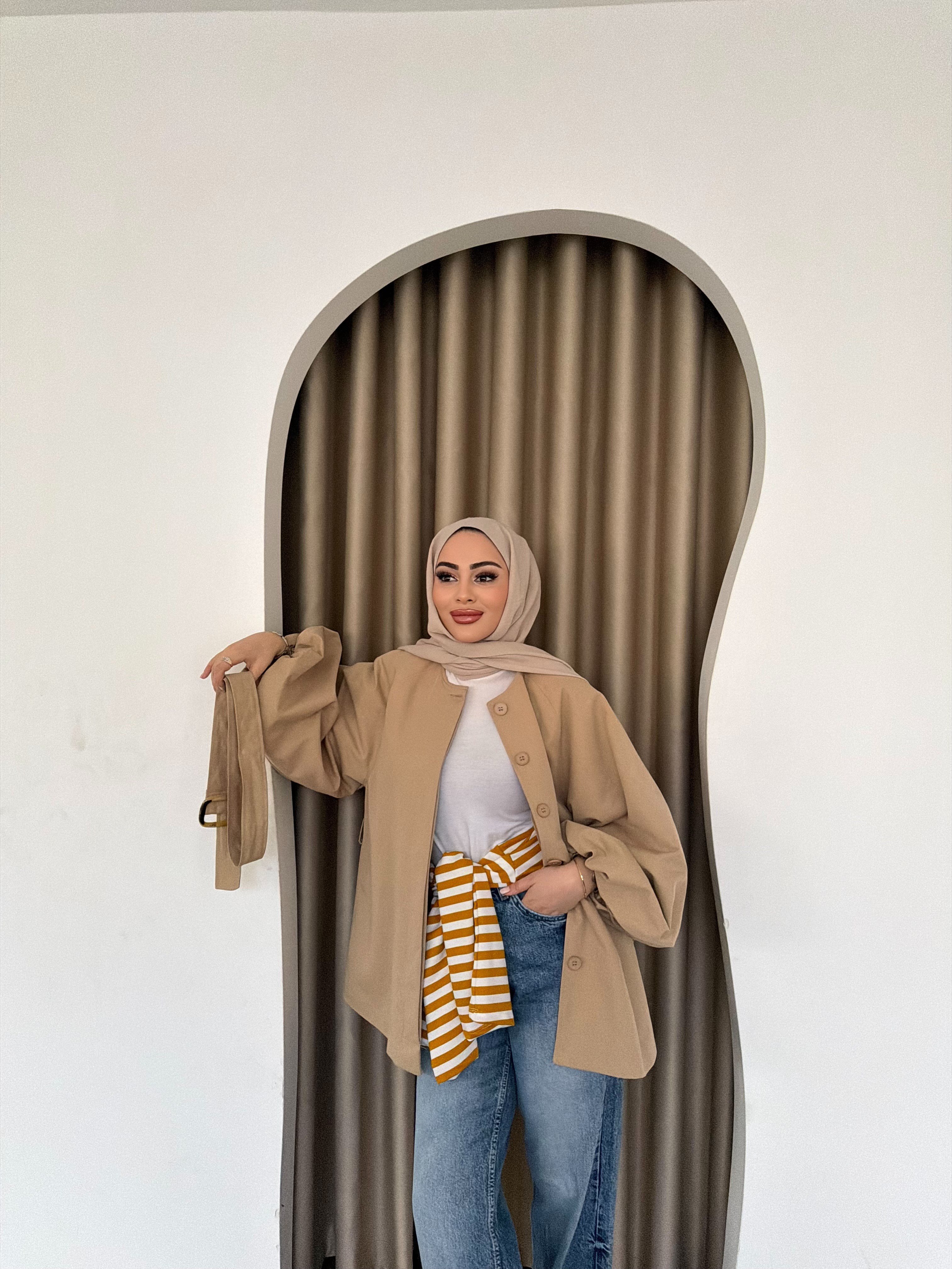 Oba Düğmeli mini trenç - Camel