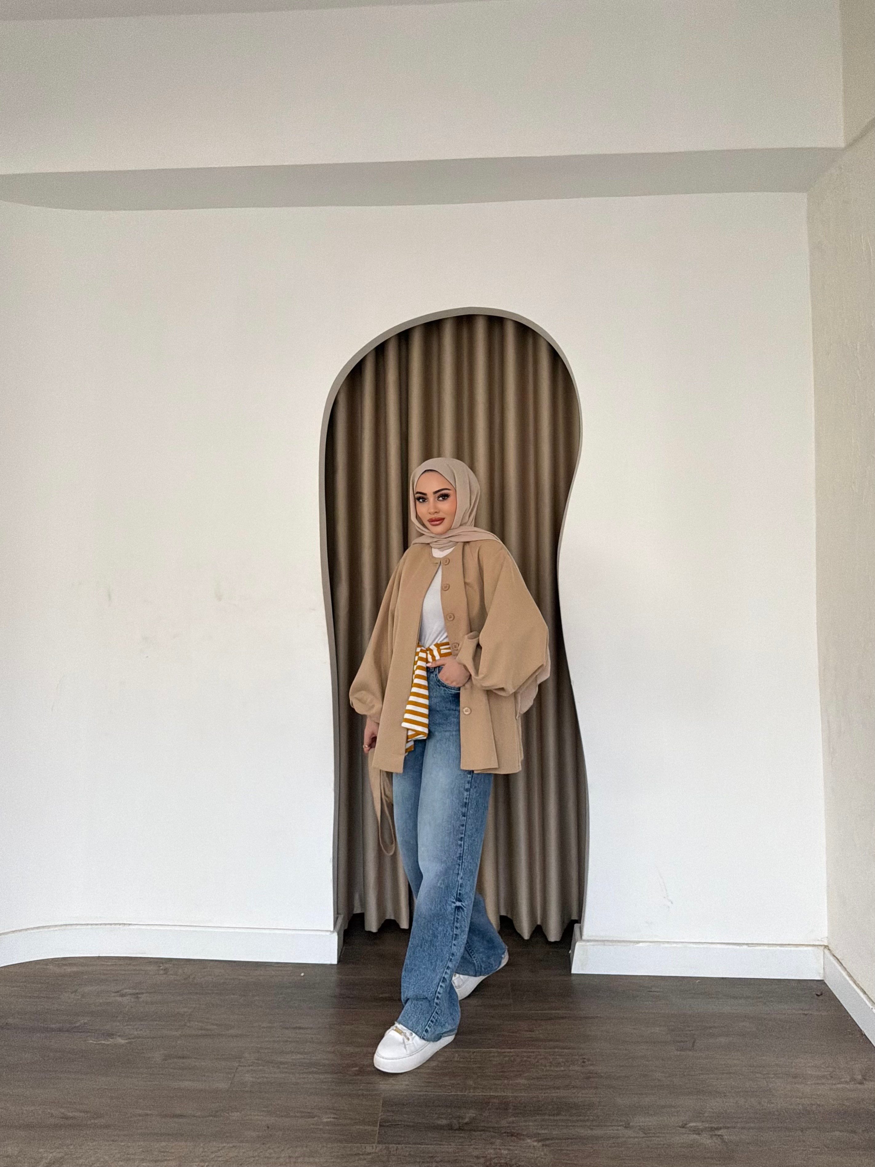Oba Düğmeli mini trenç - Camel