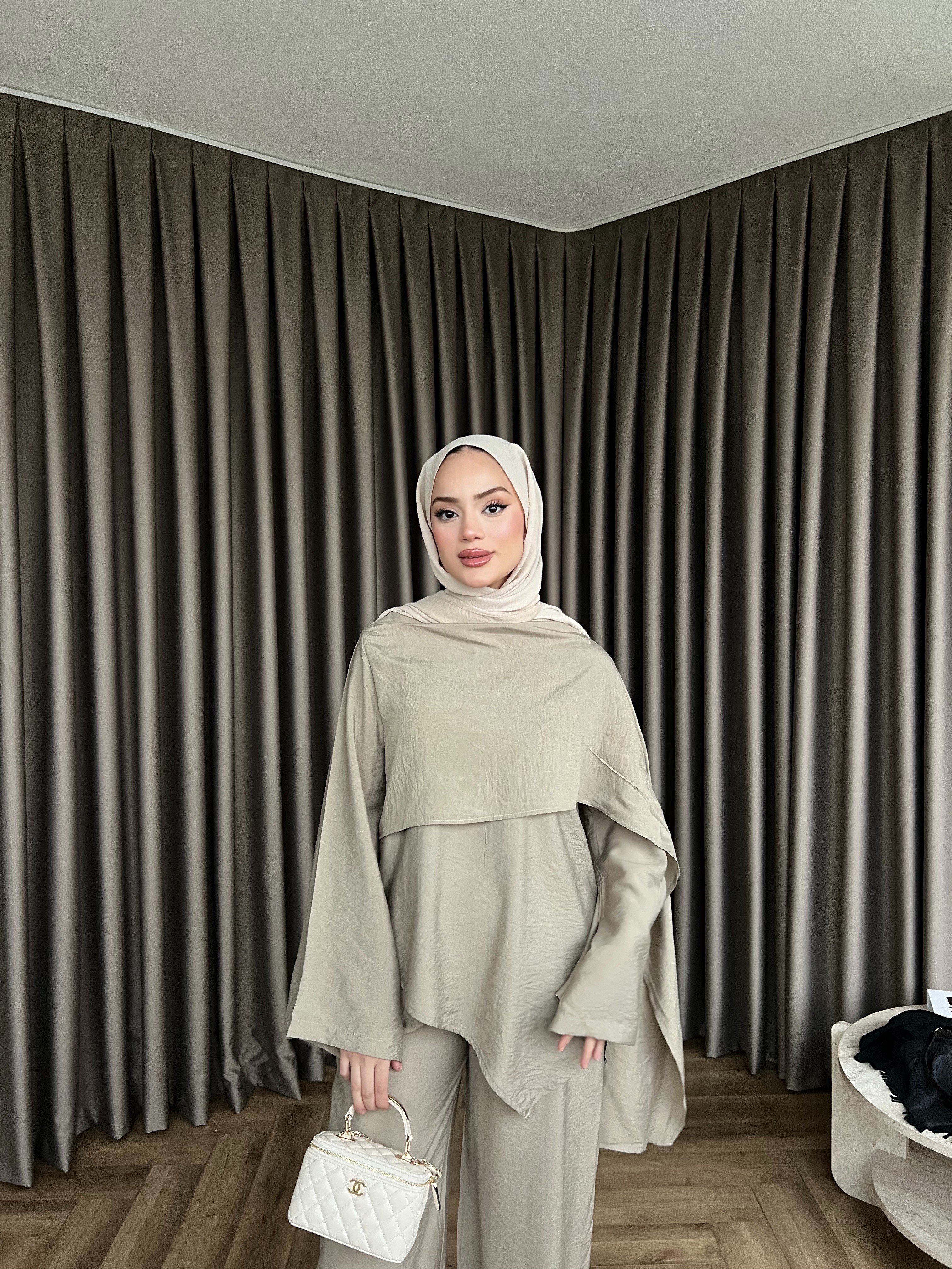 Pelerinli Pelin Takım - Bej