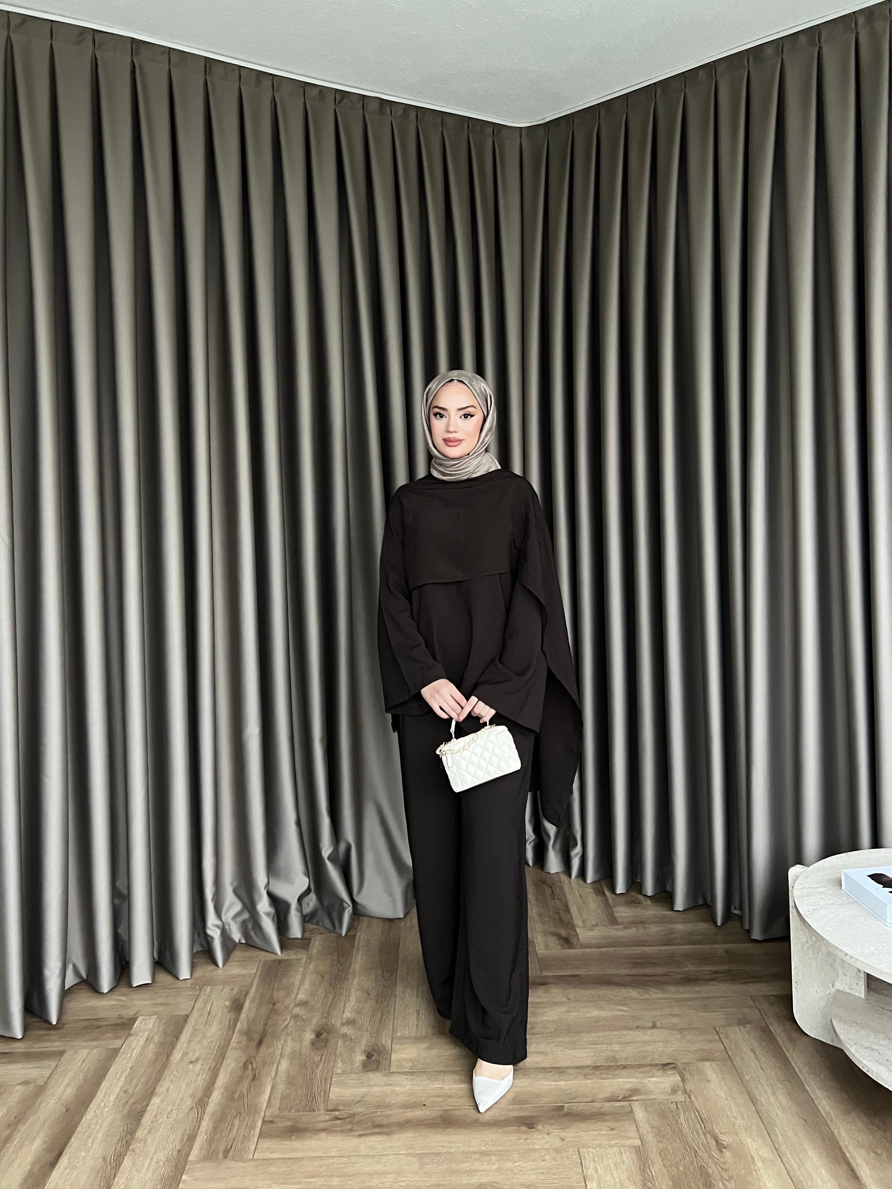 Pelerinli Pelin Takım - Kahve